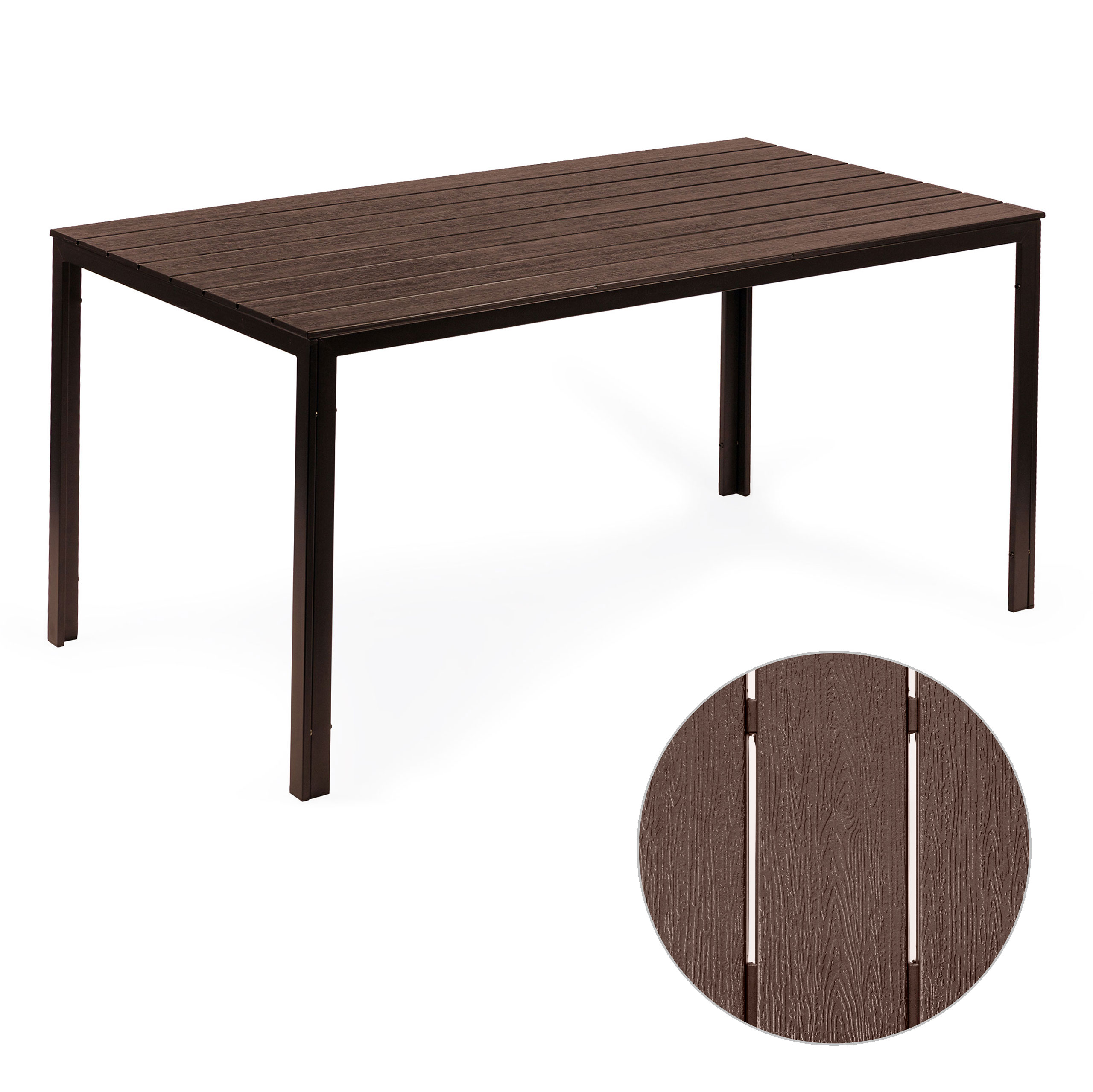 6 vietų sodo stalas 156x78 cm iš polywood medžiagos rudas