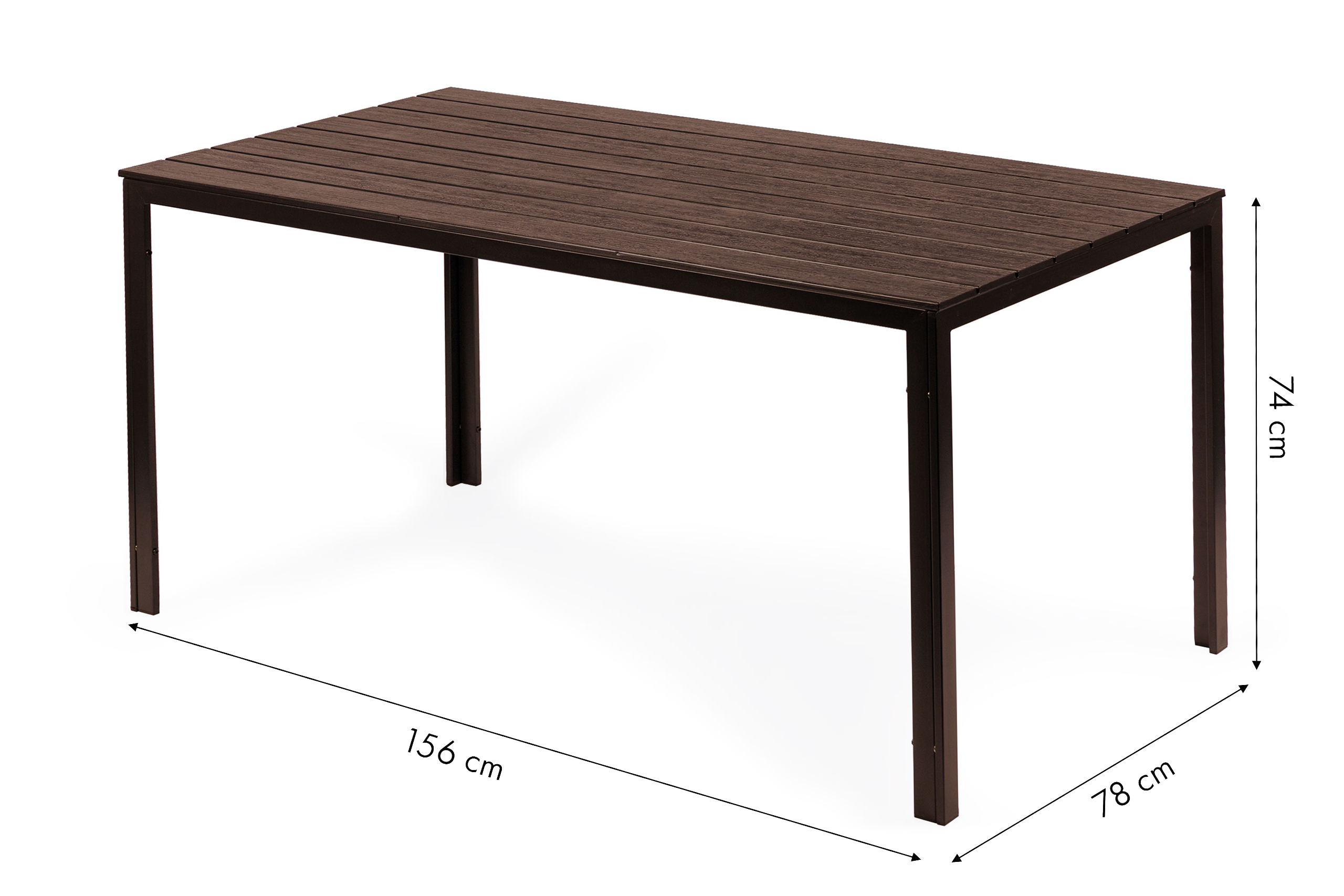 6 vietų sodo stalas 156x78 cm iš polywood medžiagos rudas