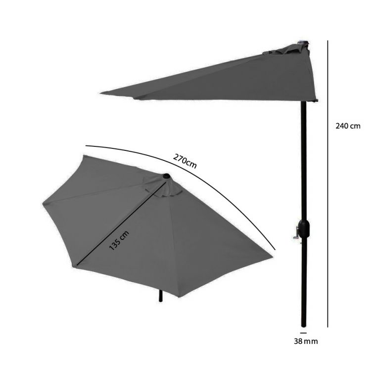Pusinis skėtis 2.7 m gray