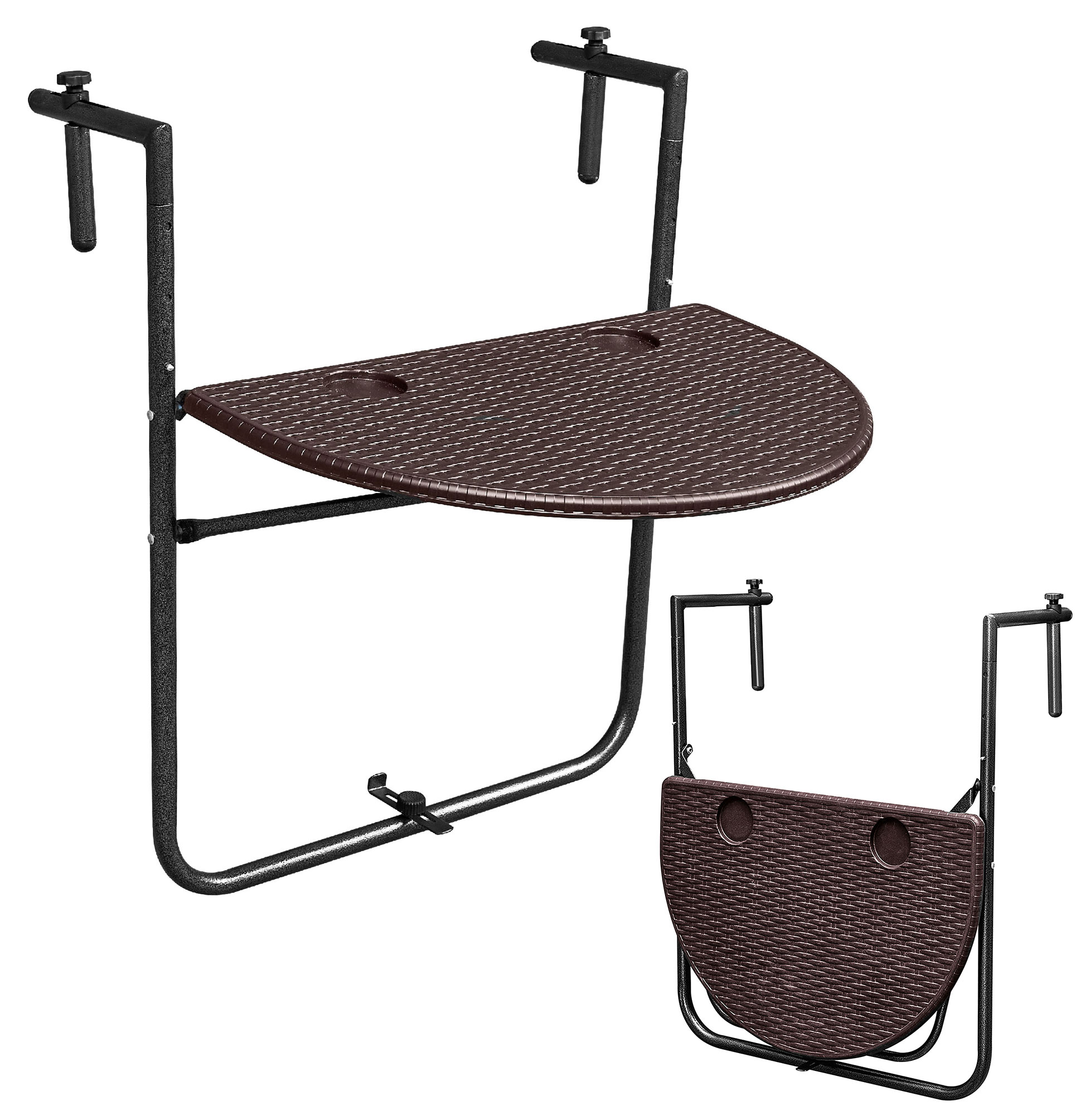 Sulankstomas, pakabinamas balkono stalas modernhome, 60x64x83 cm, rudas