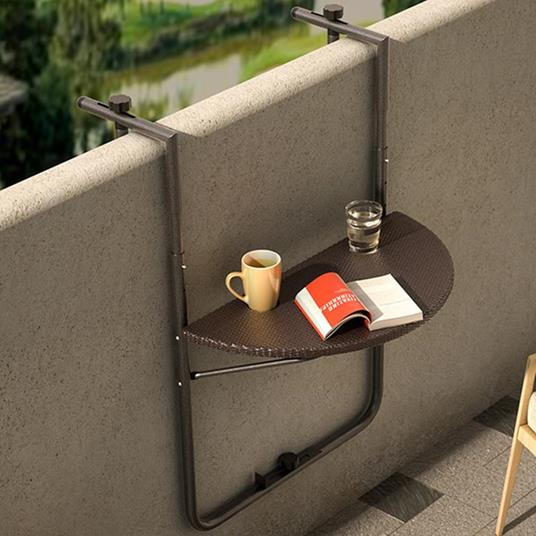 Sulankstomas, pakabinamas balkono stalas modernhome, 60x64x83 cm, rudas