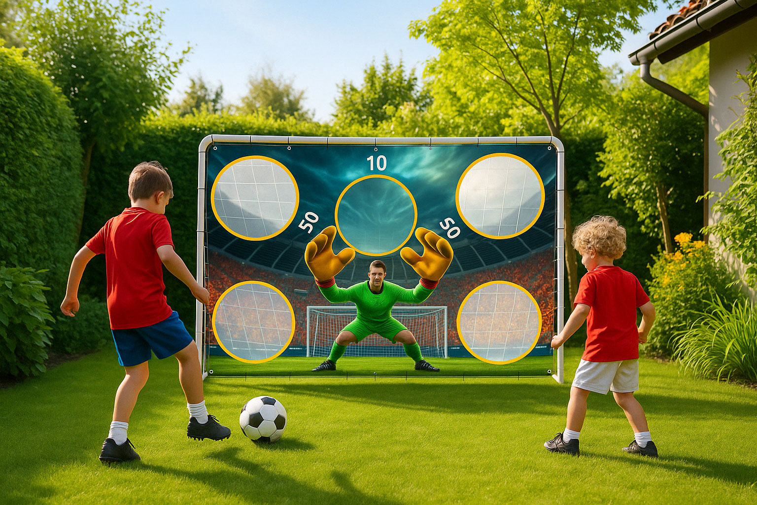 Vartai futbolo treniruotėms + taikinys eco toys, 180x122cm