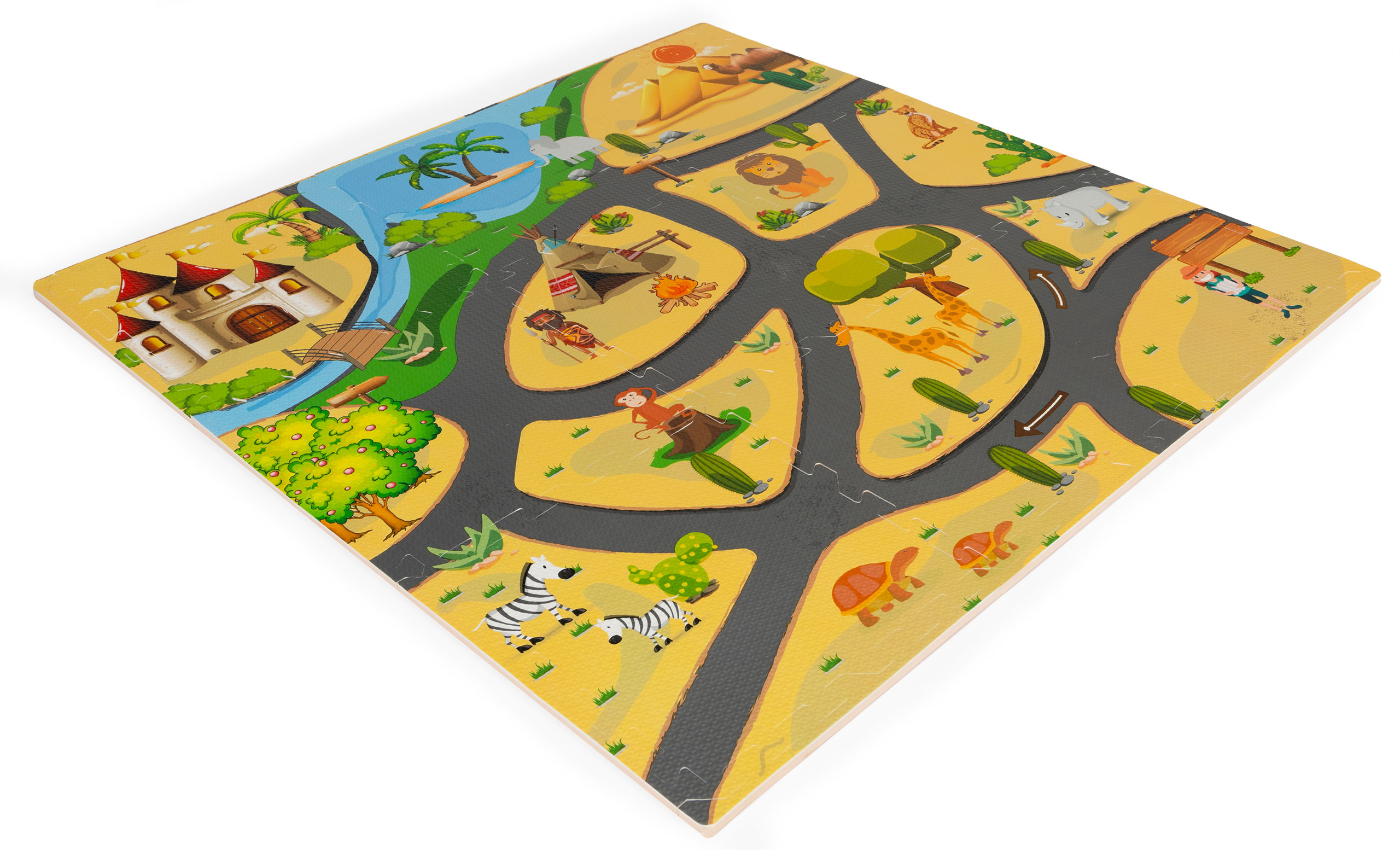Kilimėlis-dėlionė Ecotoys Safari, 9 dalių, 93*93 cm