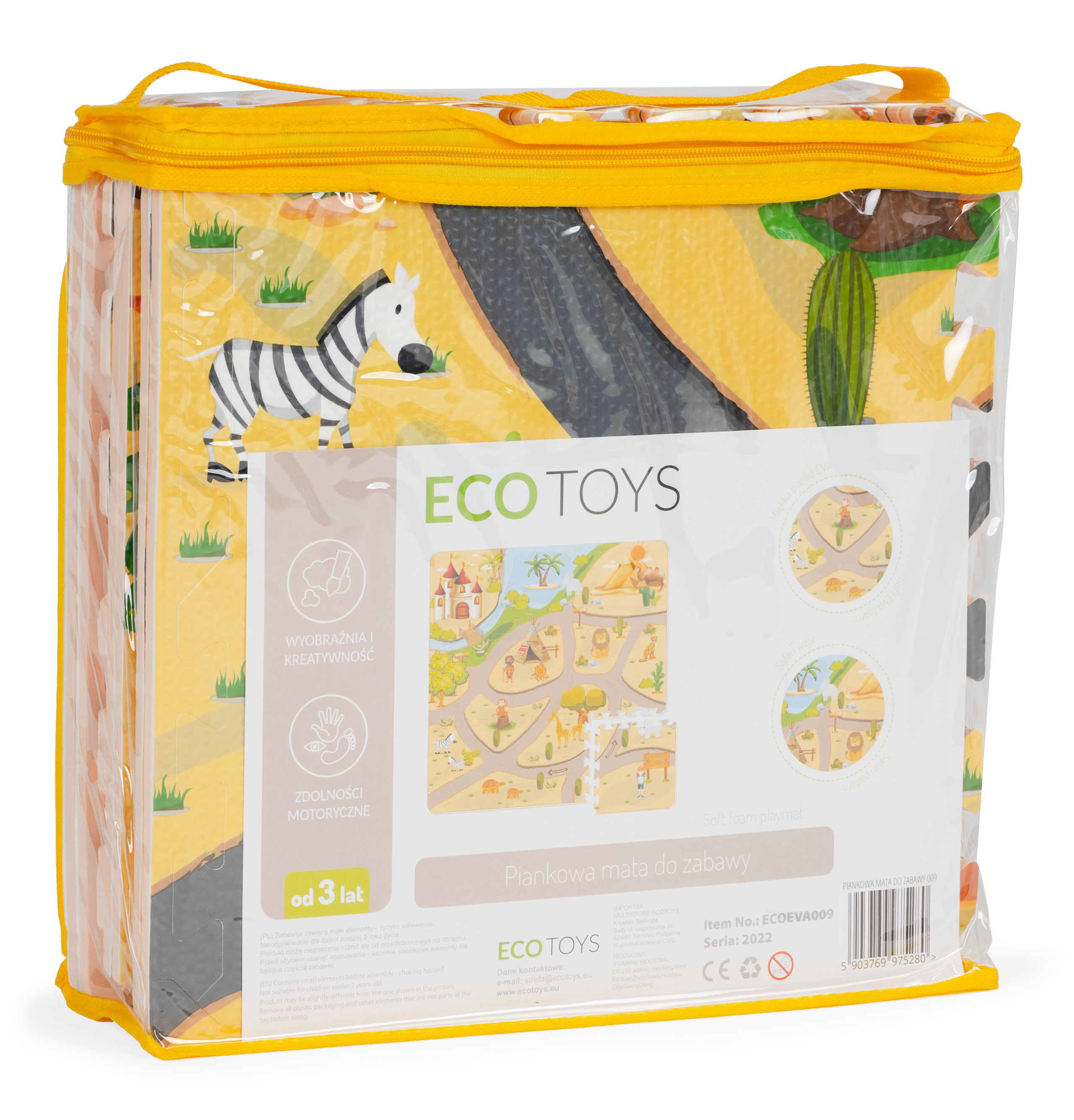 Kilimėlis-dėlionė Ecotoys Safari, 9 dalių, 93*93 cm