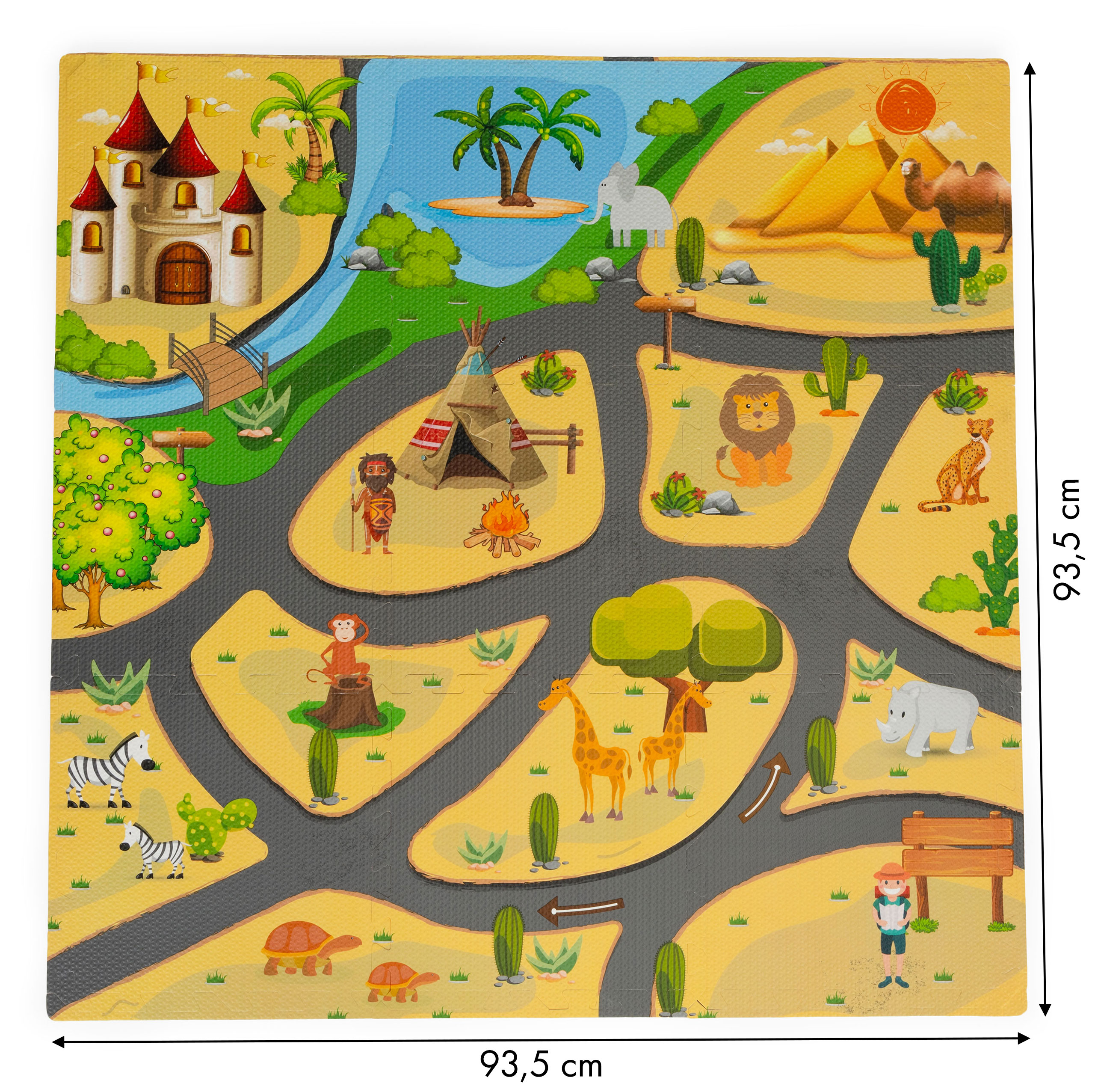 Kilimėlis-dėlionė Ecotoys Safari, 9 dalių, 93*93 cm