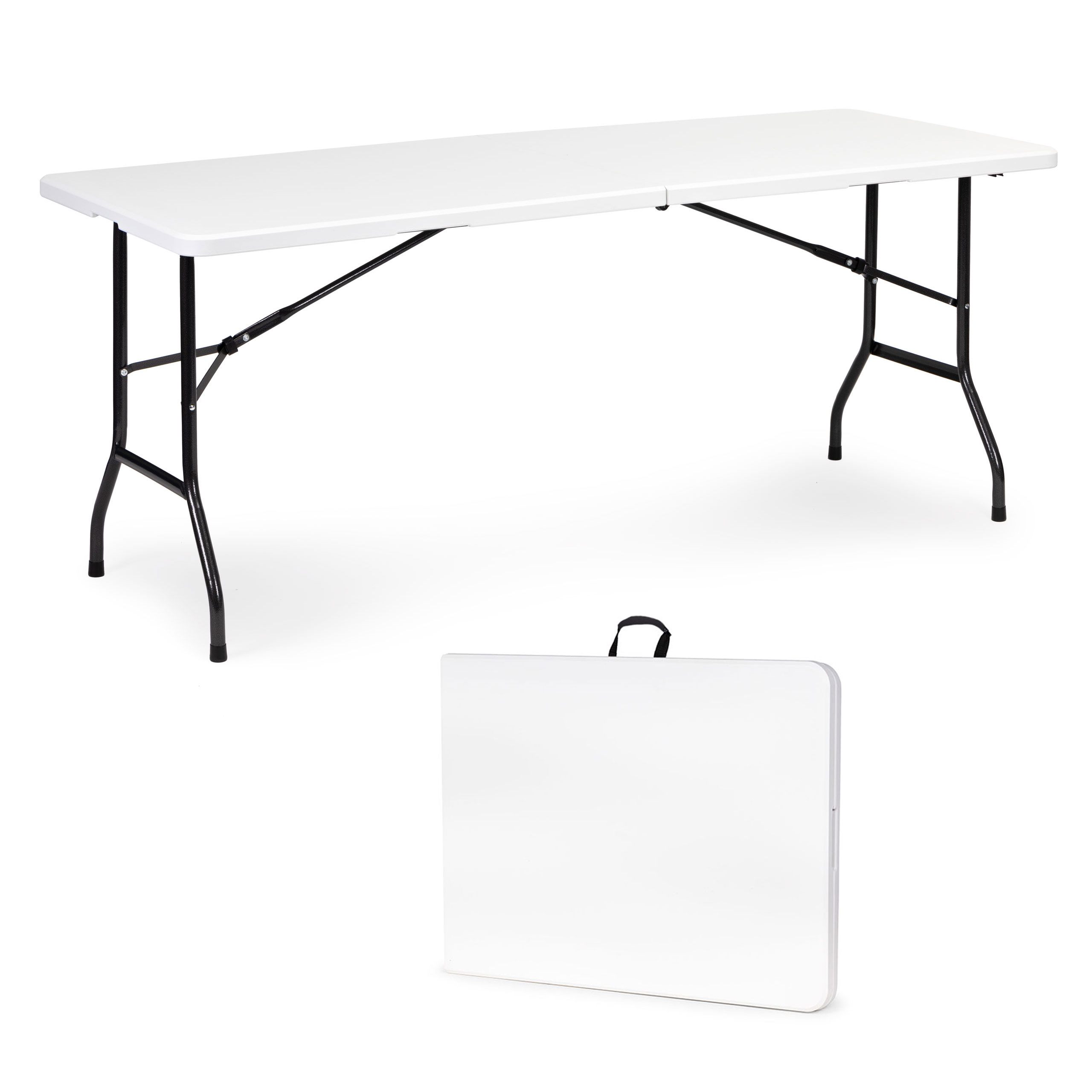 Stalas 180 cm sulankstomas į lagaminą baltas modernhome