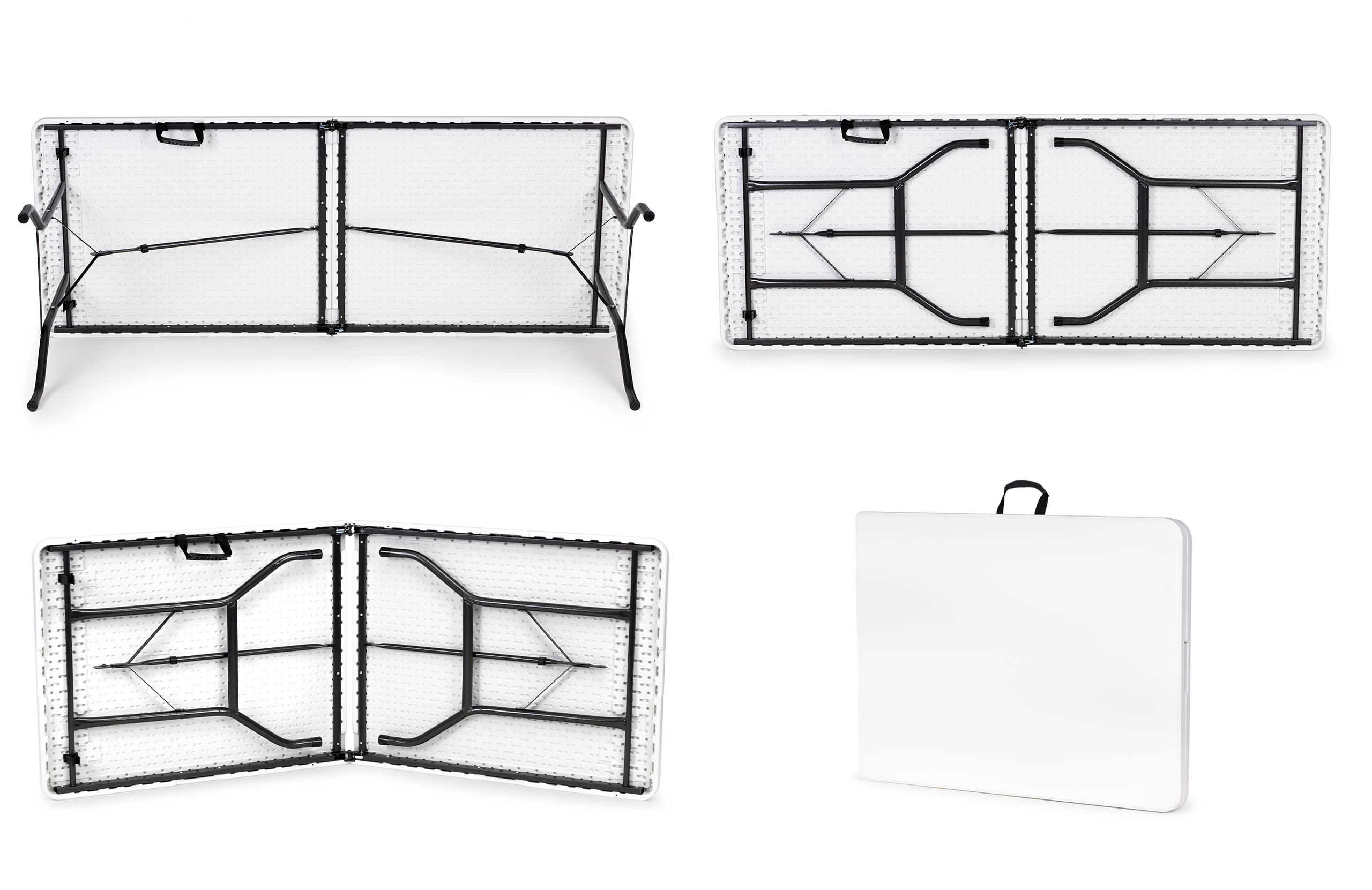 Stalas 180 cm sulankstomas į lagaminą baltas modernhome