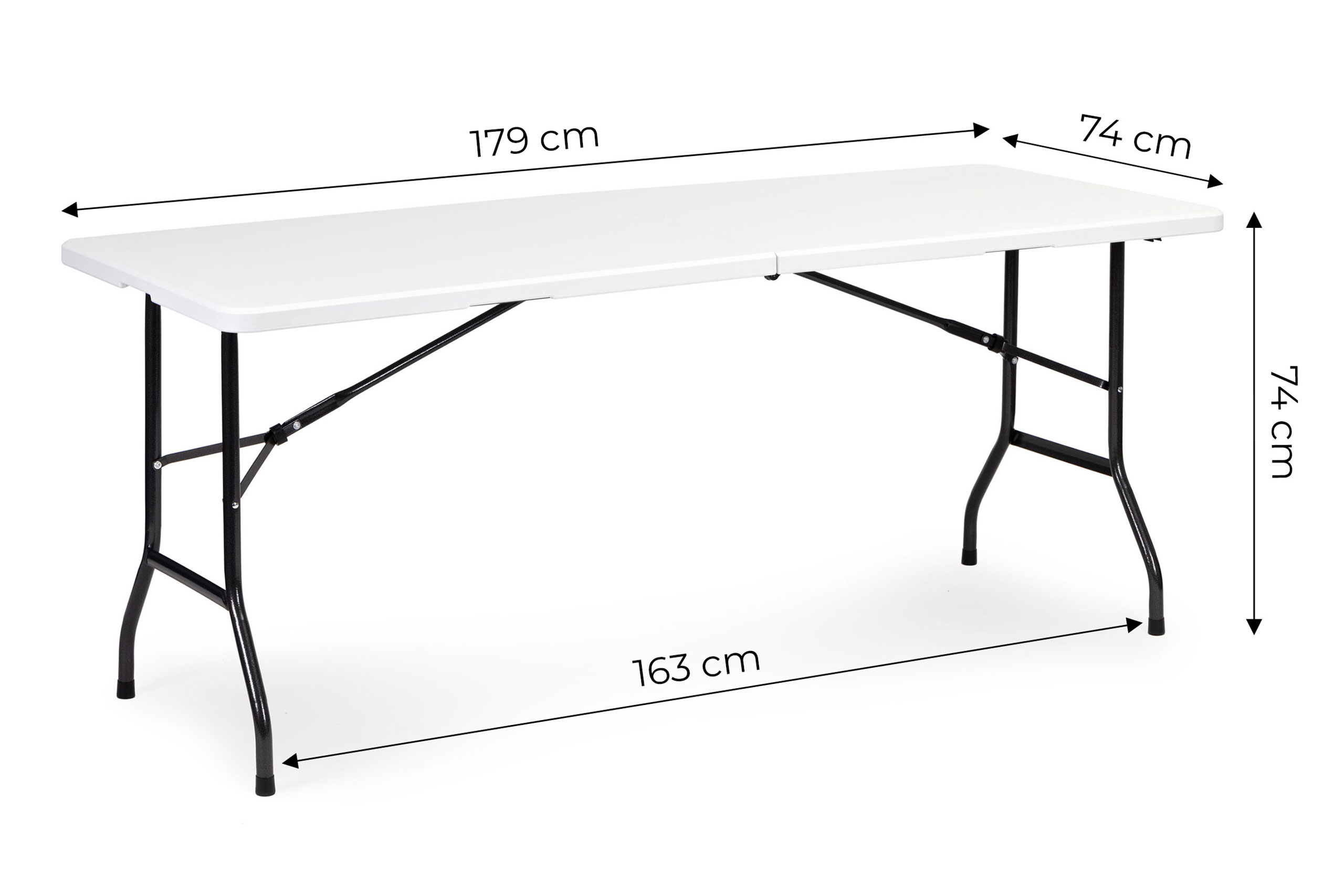 Stalas 180 cm sulankstomas į lagaminą baltas modernhome