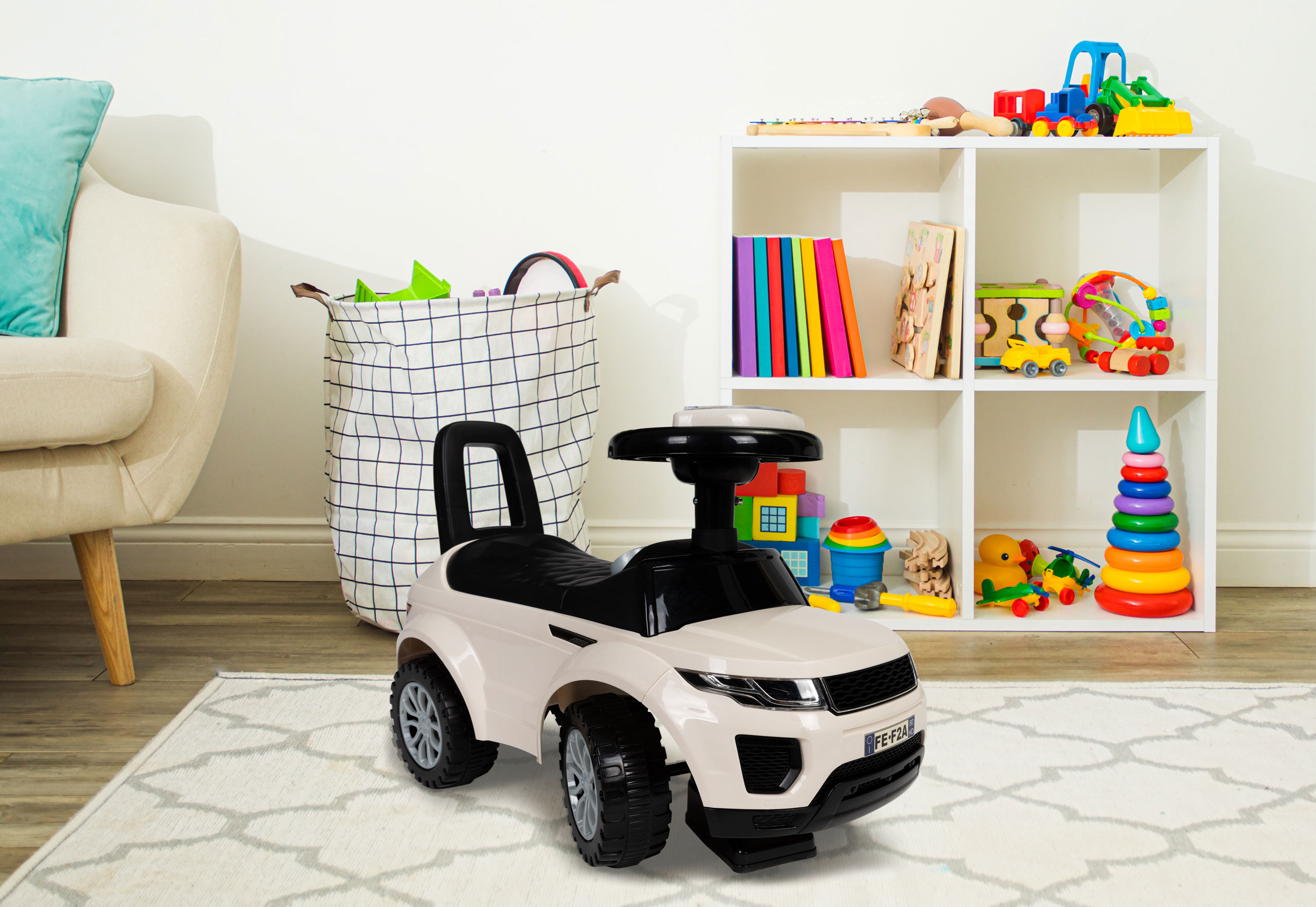 Paspiriama mašinėlė su garsais ecotoys, smėlio spalvos