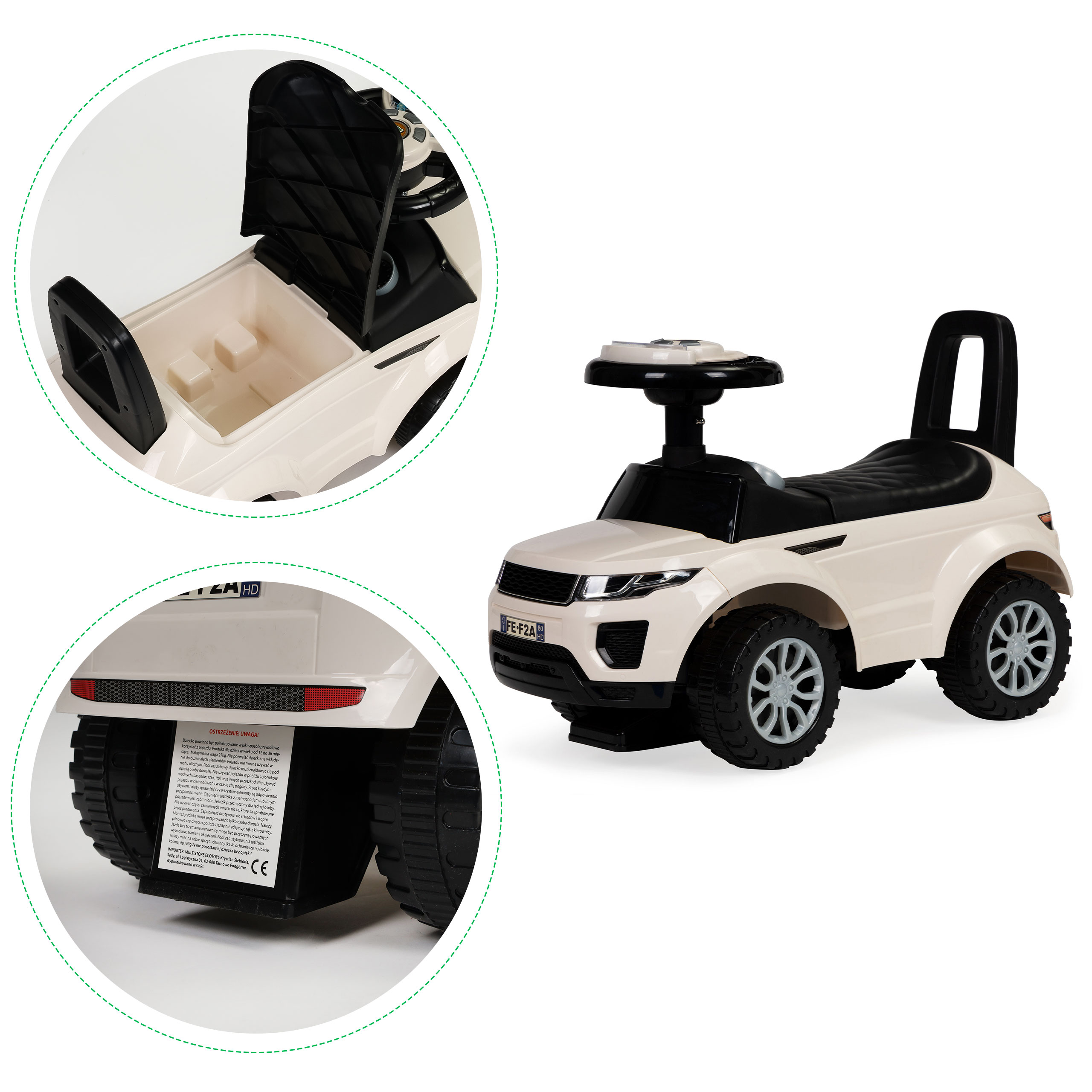 Paspiriama mašinėlė su garsais ecotoys, smėlio spalvos