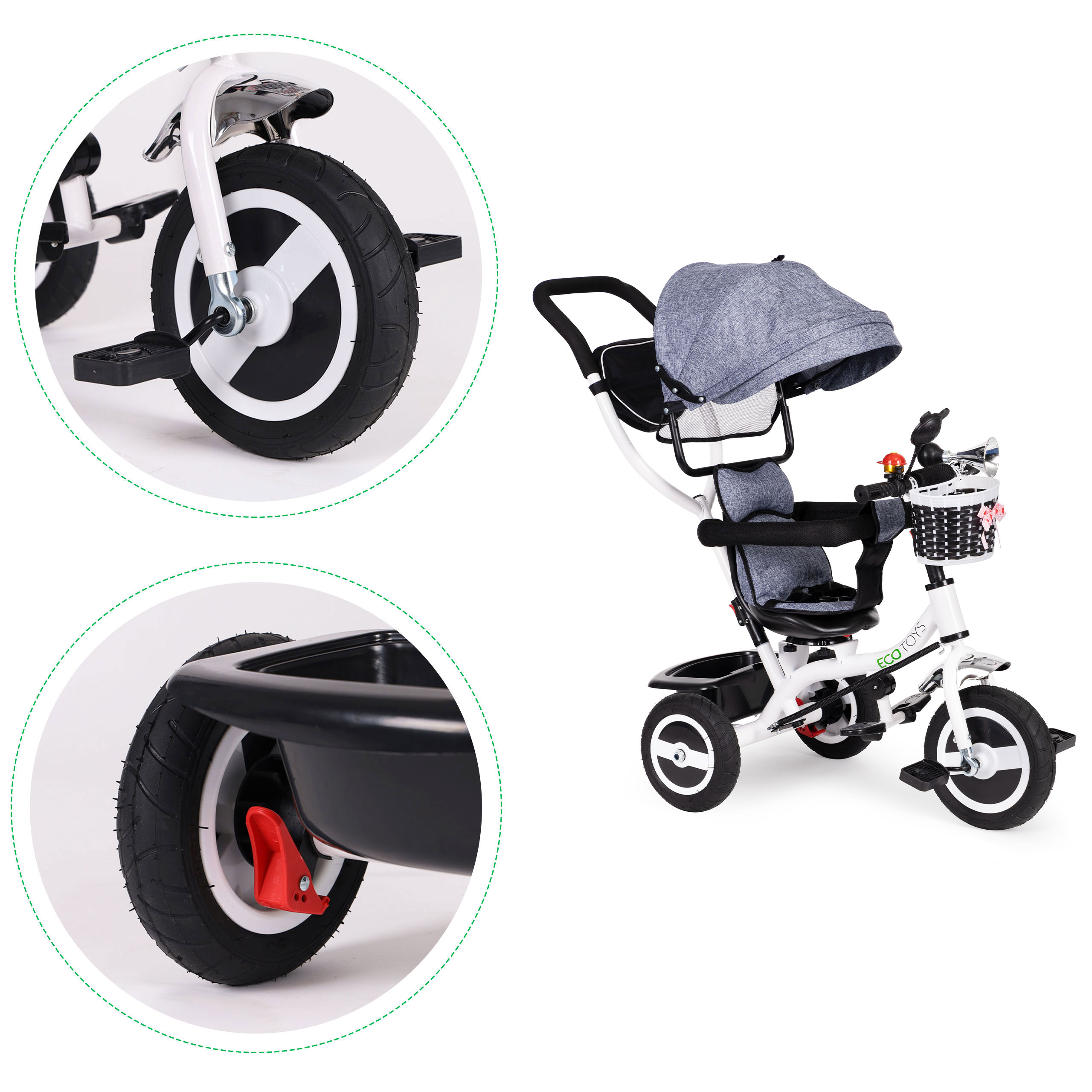 Rotacinis triratukas ecotoys, pilkas