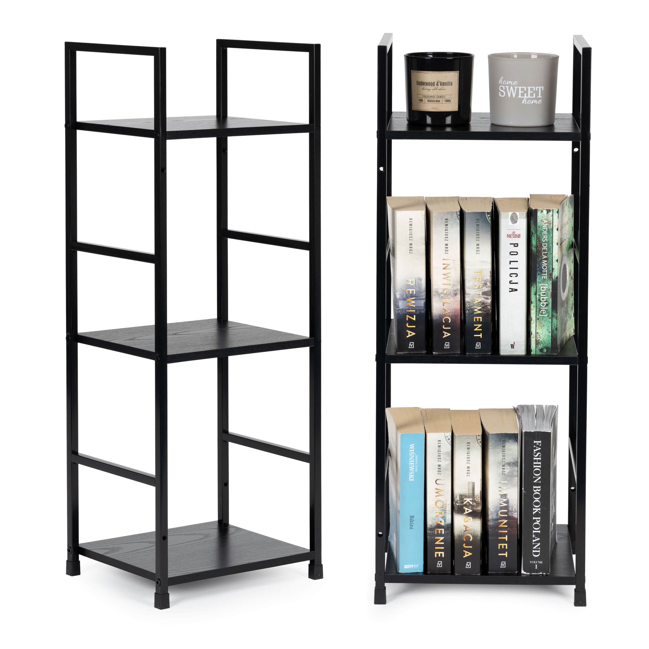 Moderni lentyna, metalinis rėmas, loft, juoda