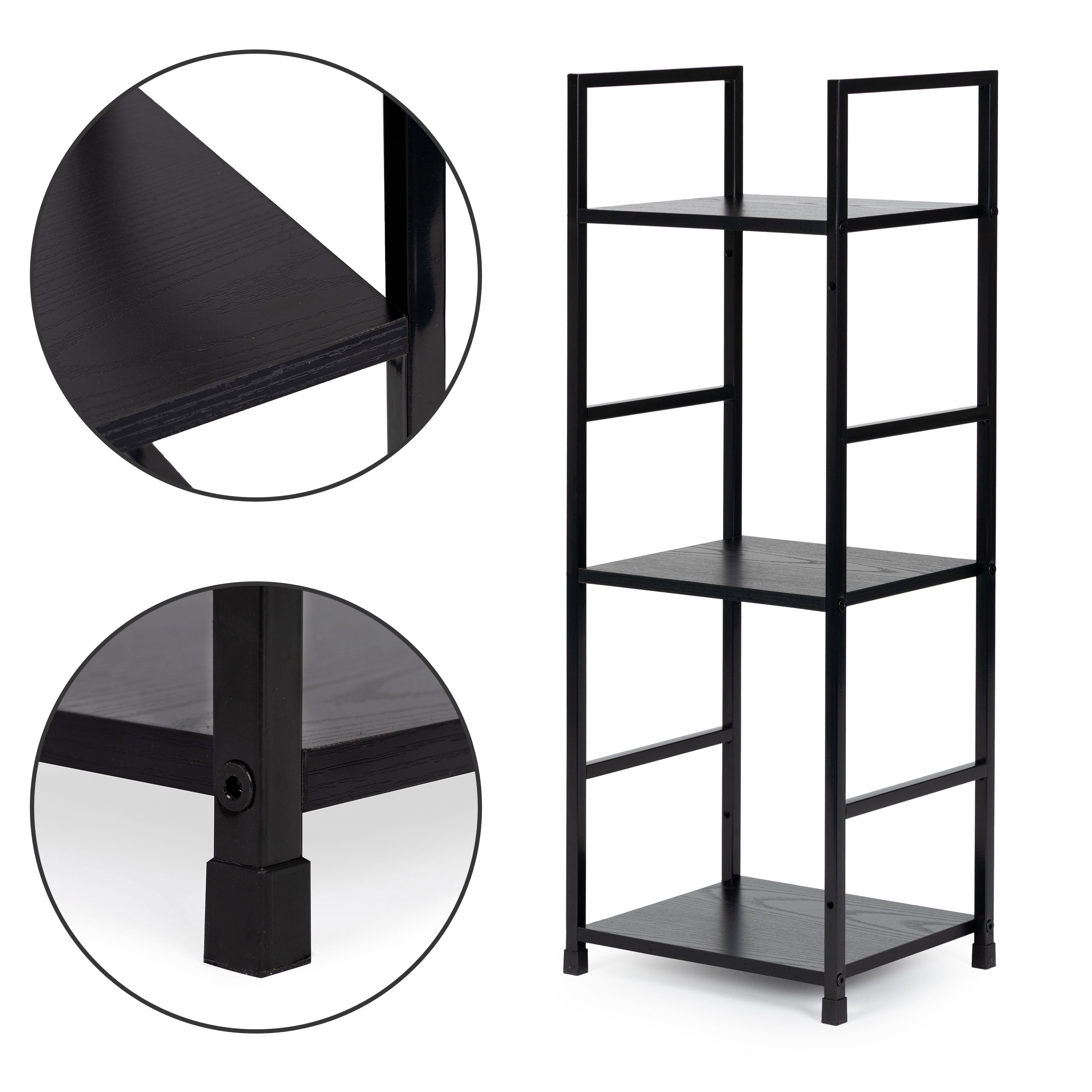Moderni lentyna, metalinis rėmas, loft, juoda