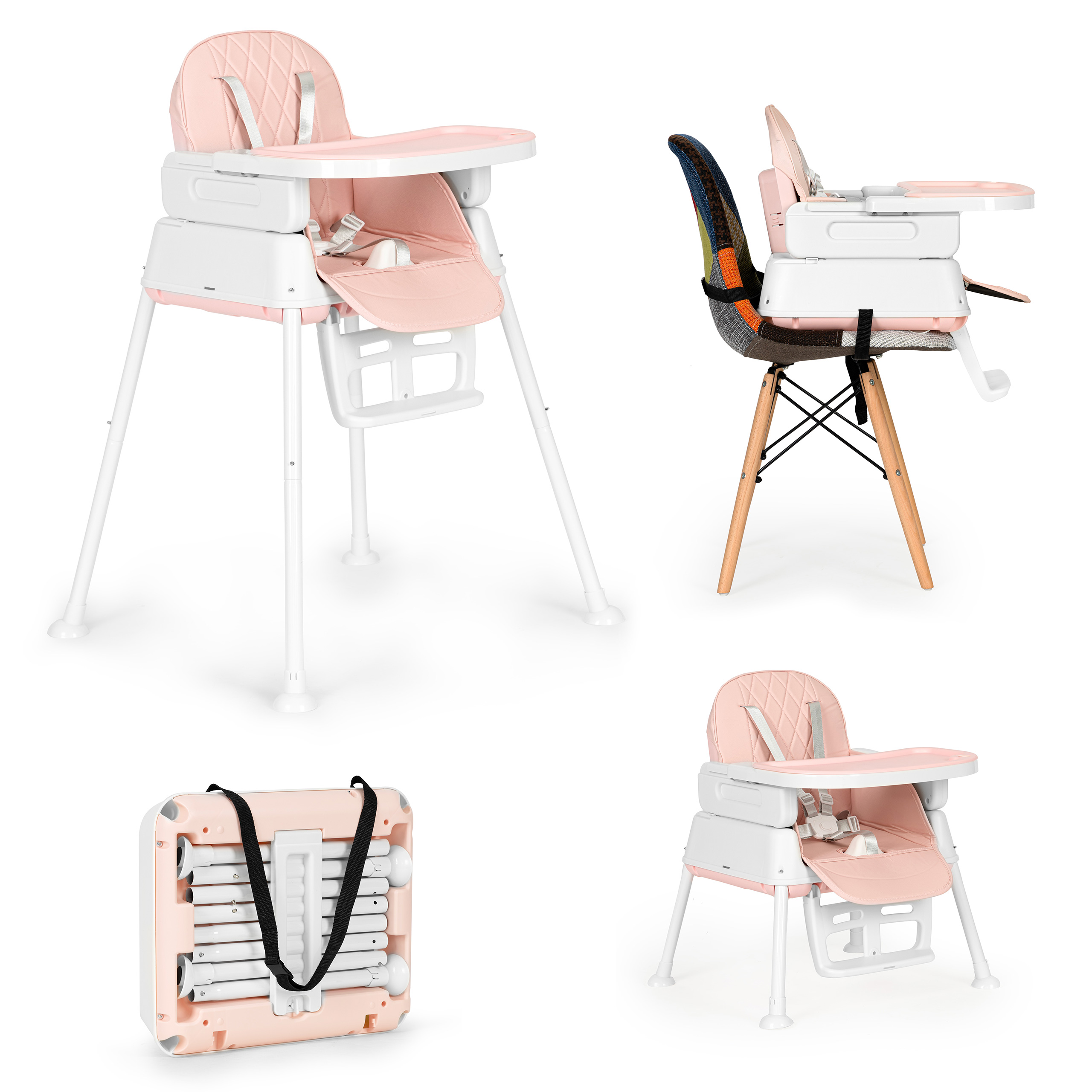 Maitinimo kėdutė eco toys 3in1 ha-009, rožinė