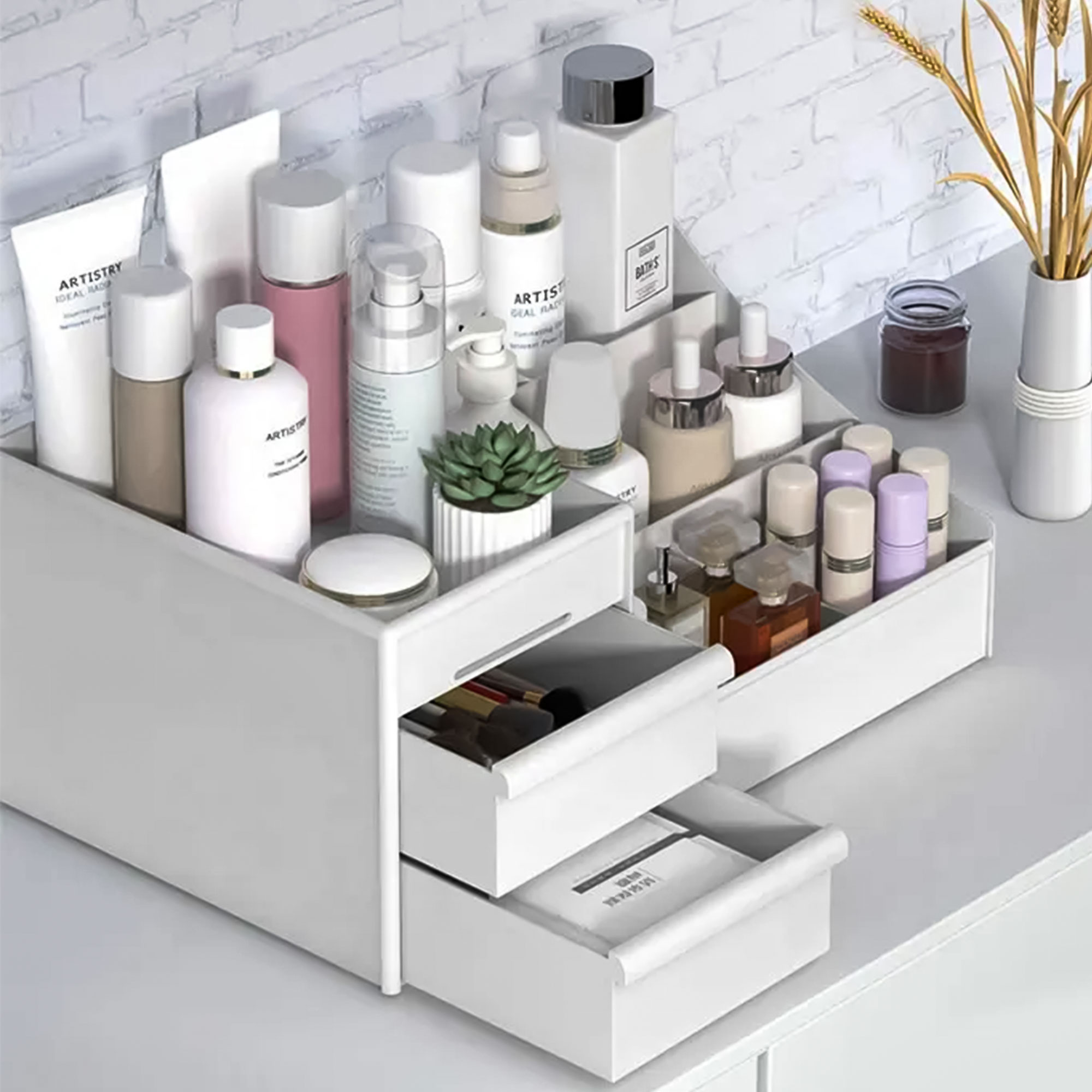 Universalus modernhome plastikinis organizatorius su stalčiais, 26.5x16x11.5 cm
