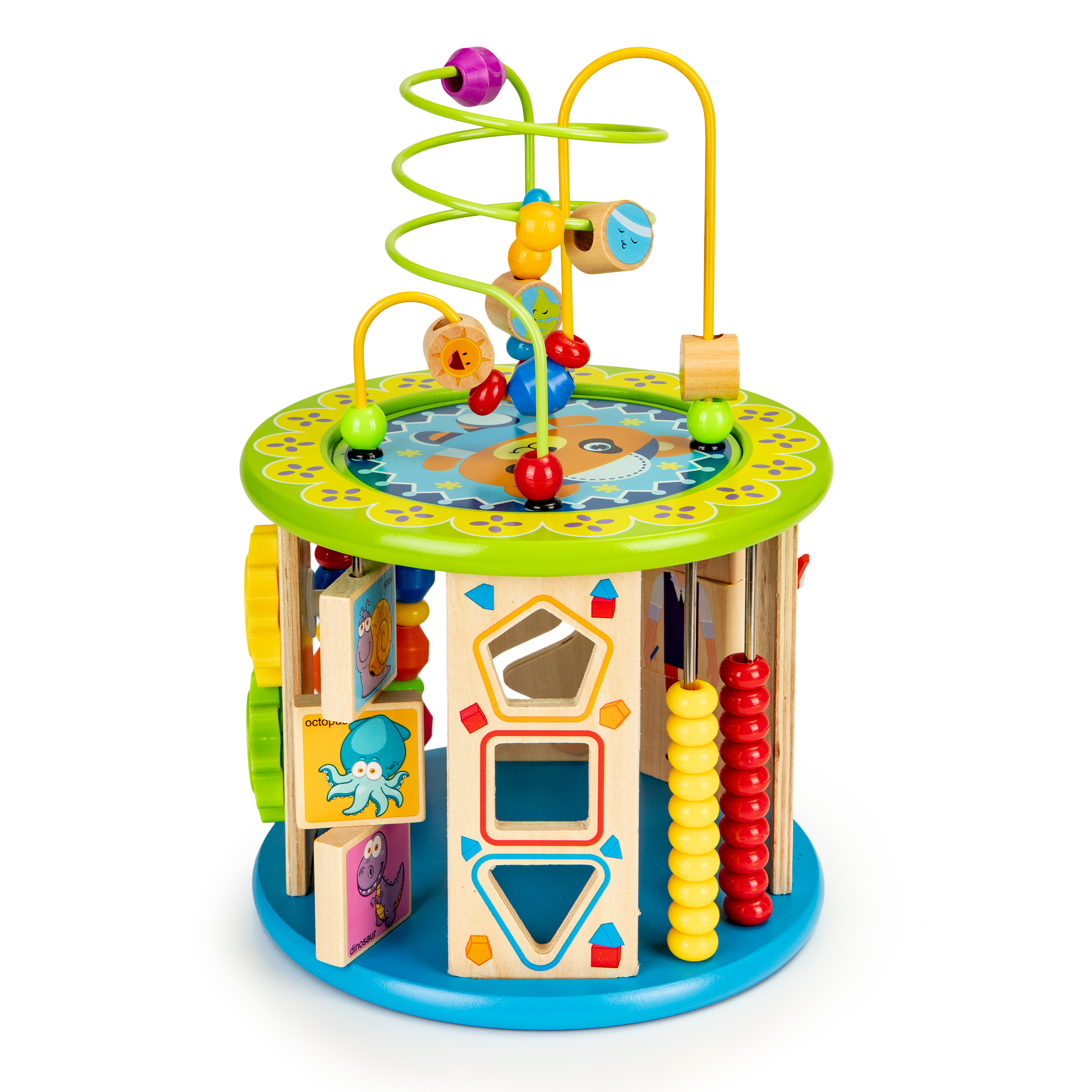 Lavinantis medinis kubas su žaidimais ecotoys