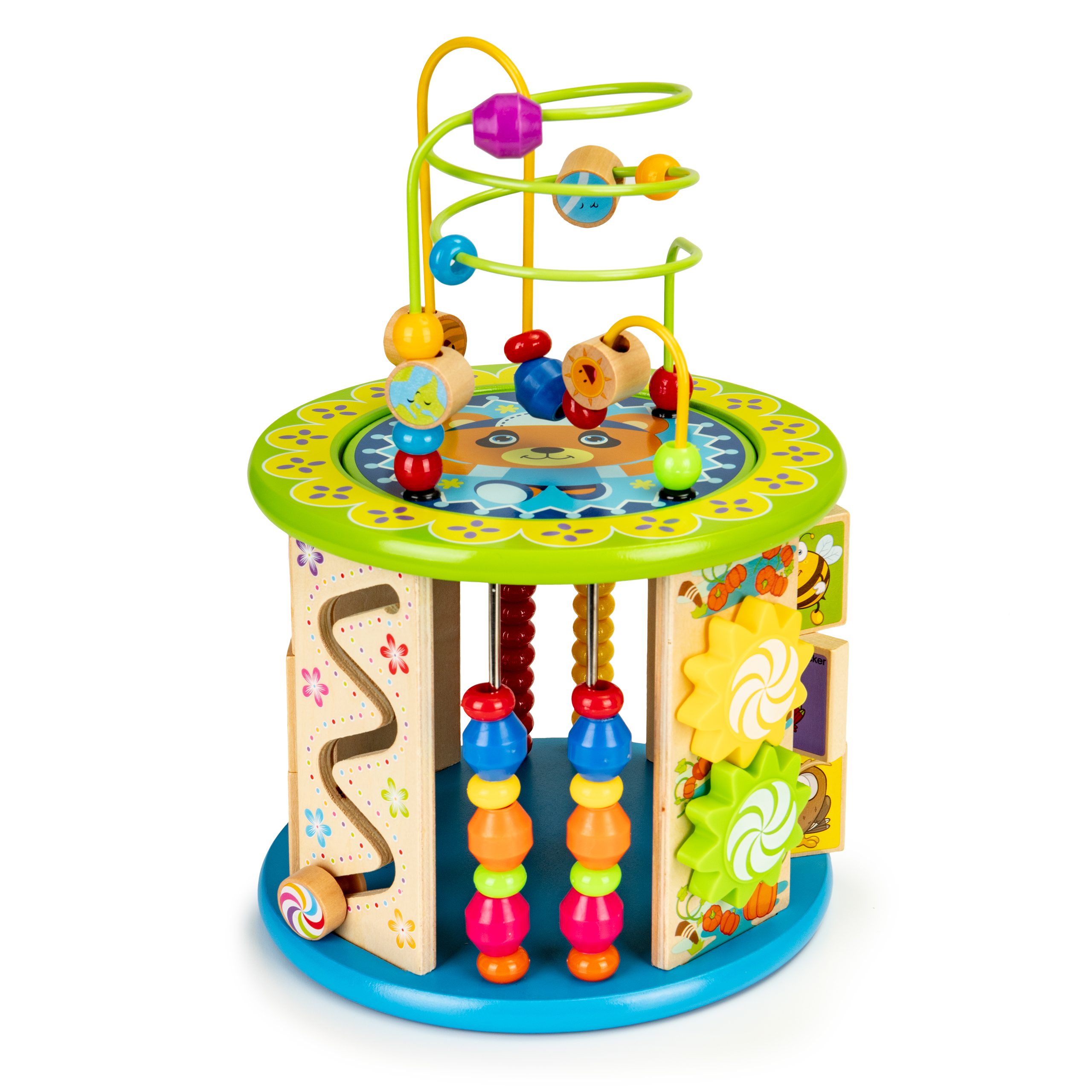 Lavinantis medinis kubas su žaidimais ecotoys