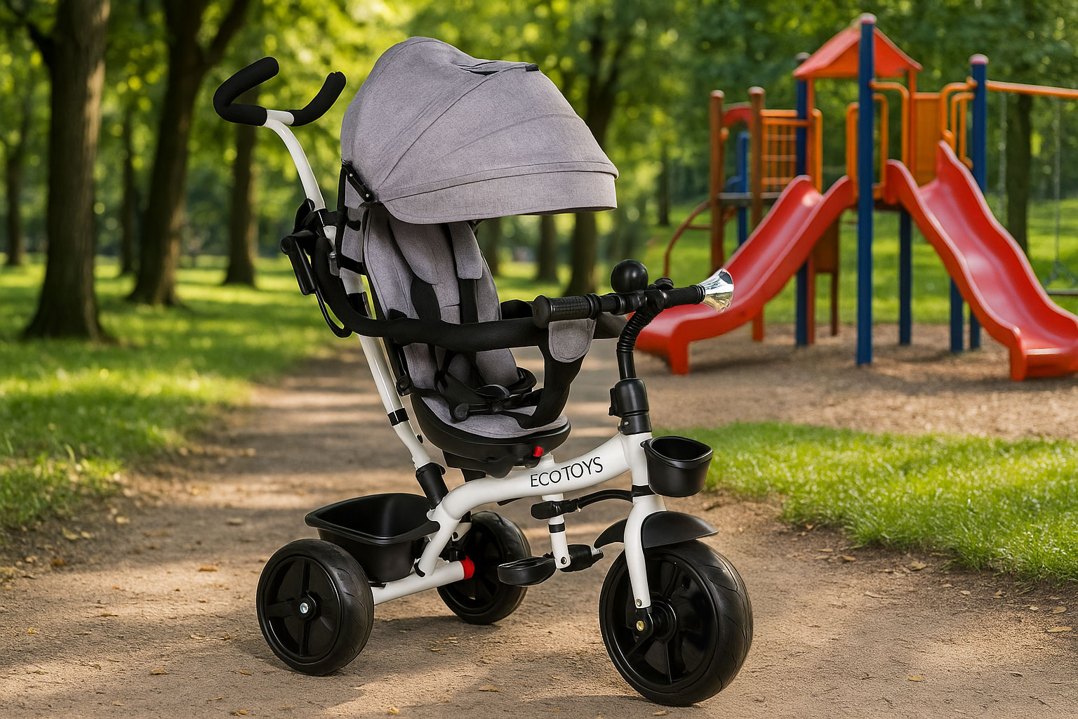 Ecotoys vaikiškas triratis su 360° besisukančia sėdyne