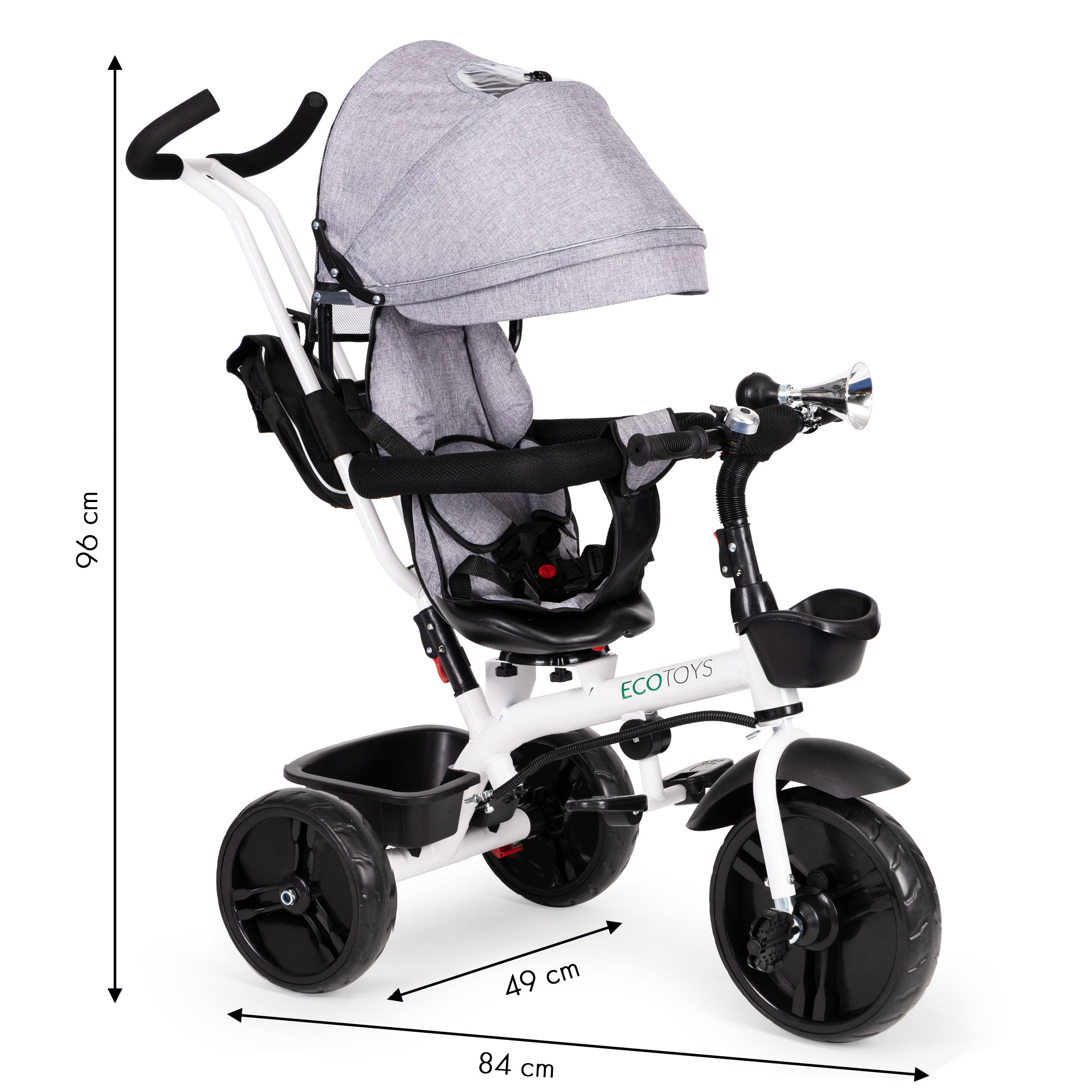 Ecotoys vaikiškas triratis su 360° besisukančia sėdyne