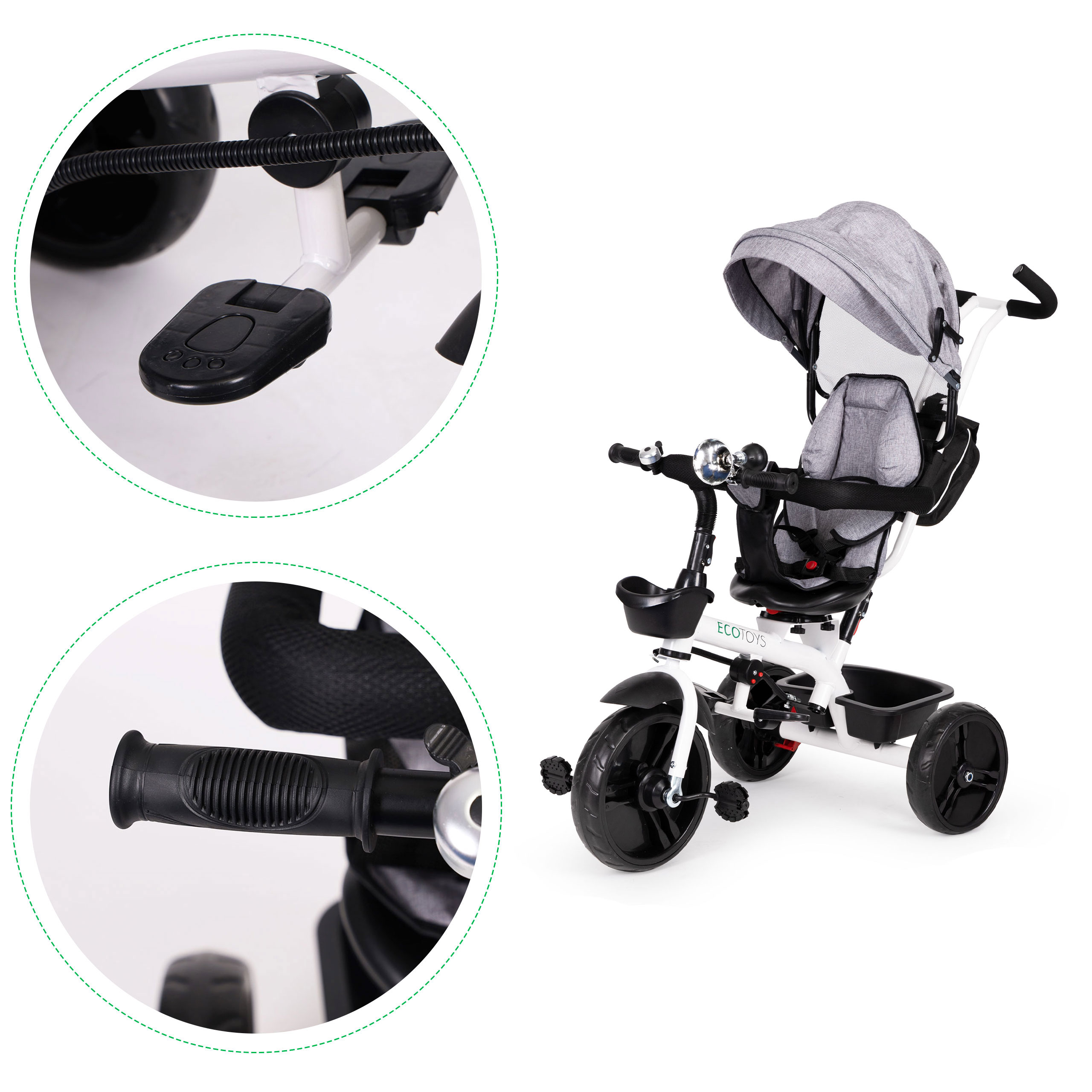 Ecotoys vaikiškas triratis su 360° besisukančia sėdyne