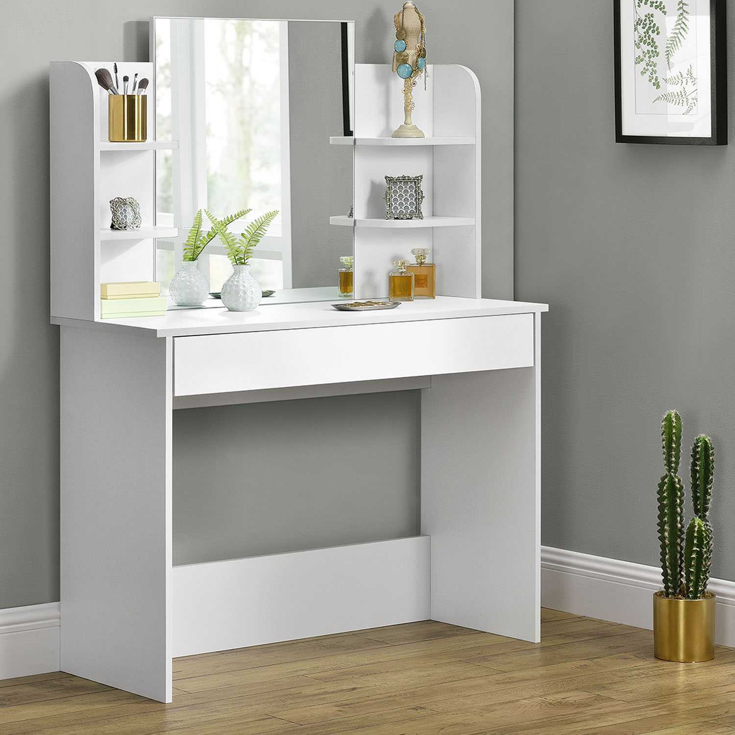 Modernus kosmetinis staliukas su veidrodžiu modernhome