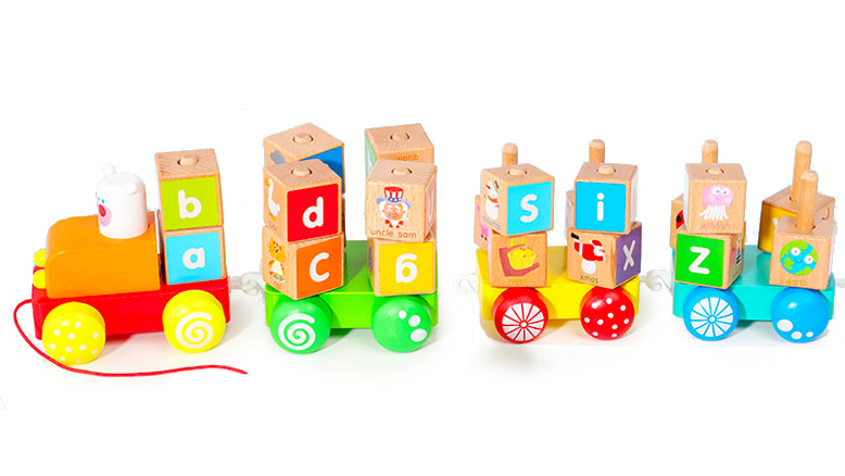 Edukacinis medinis traukinukas ecotoys