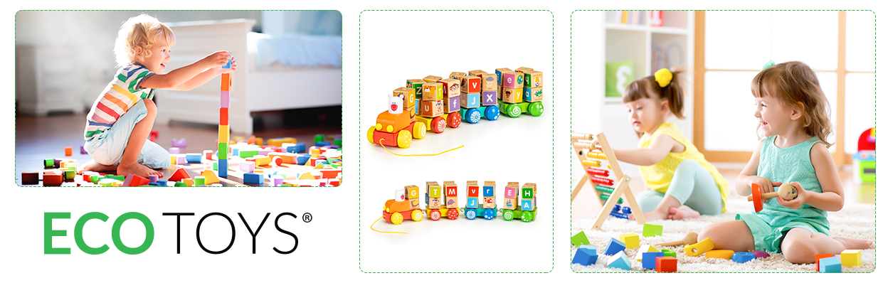 Edukacinis medinis traukinukas ecotoys