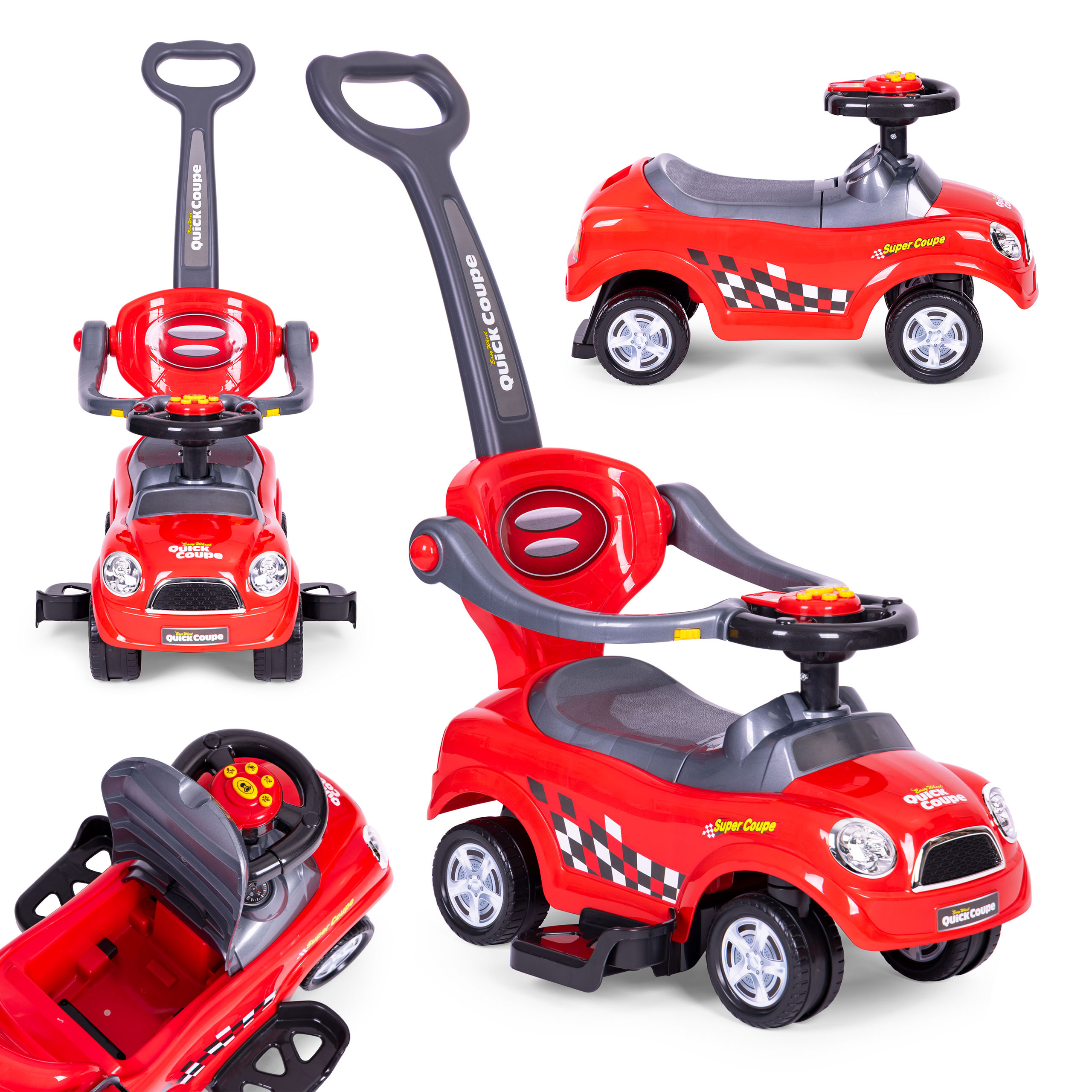 Paspiriama mašinėlė EcoToys 3in1, raudona