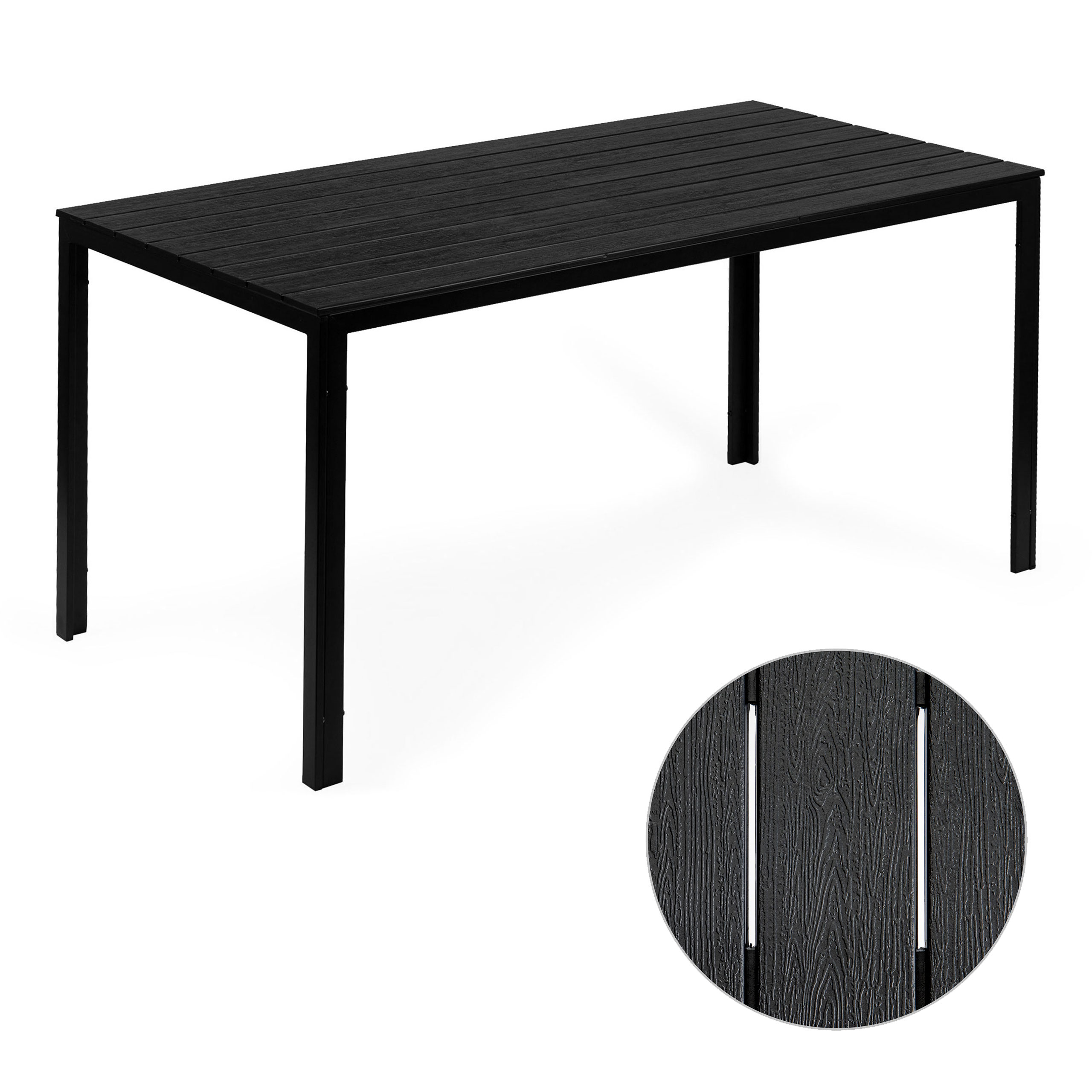 6 vietų sodo stalas 156x78 cm polywood juodas