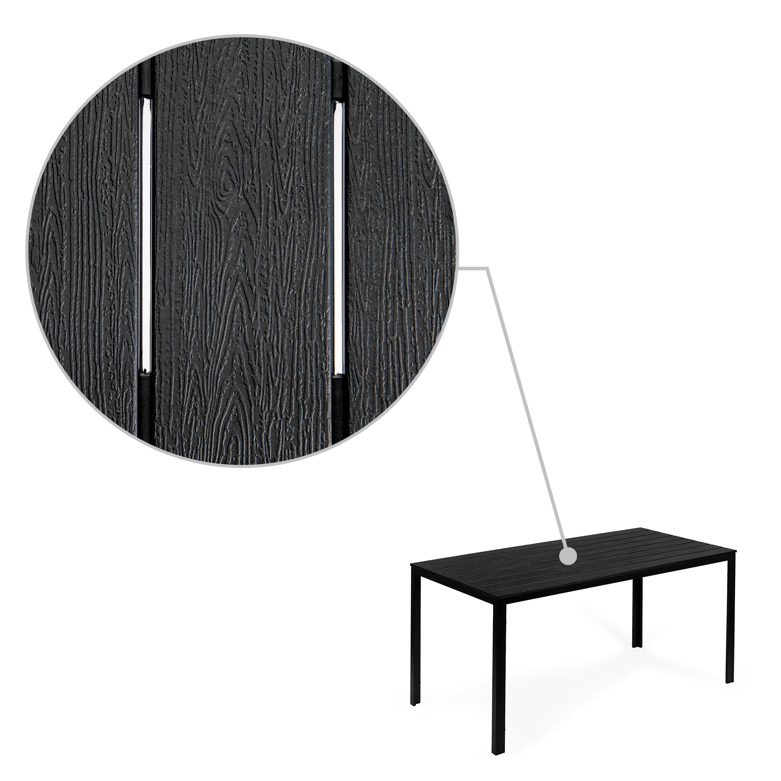 6 vietų sodo stalas 156x78 cm polywood juodas
