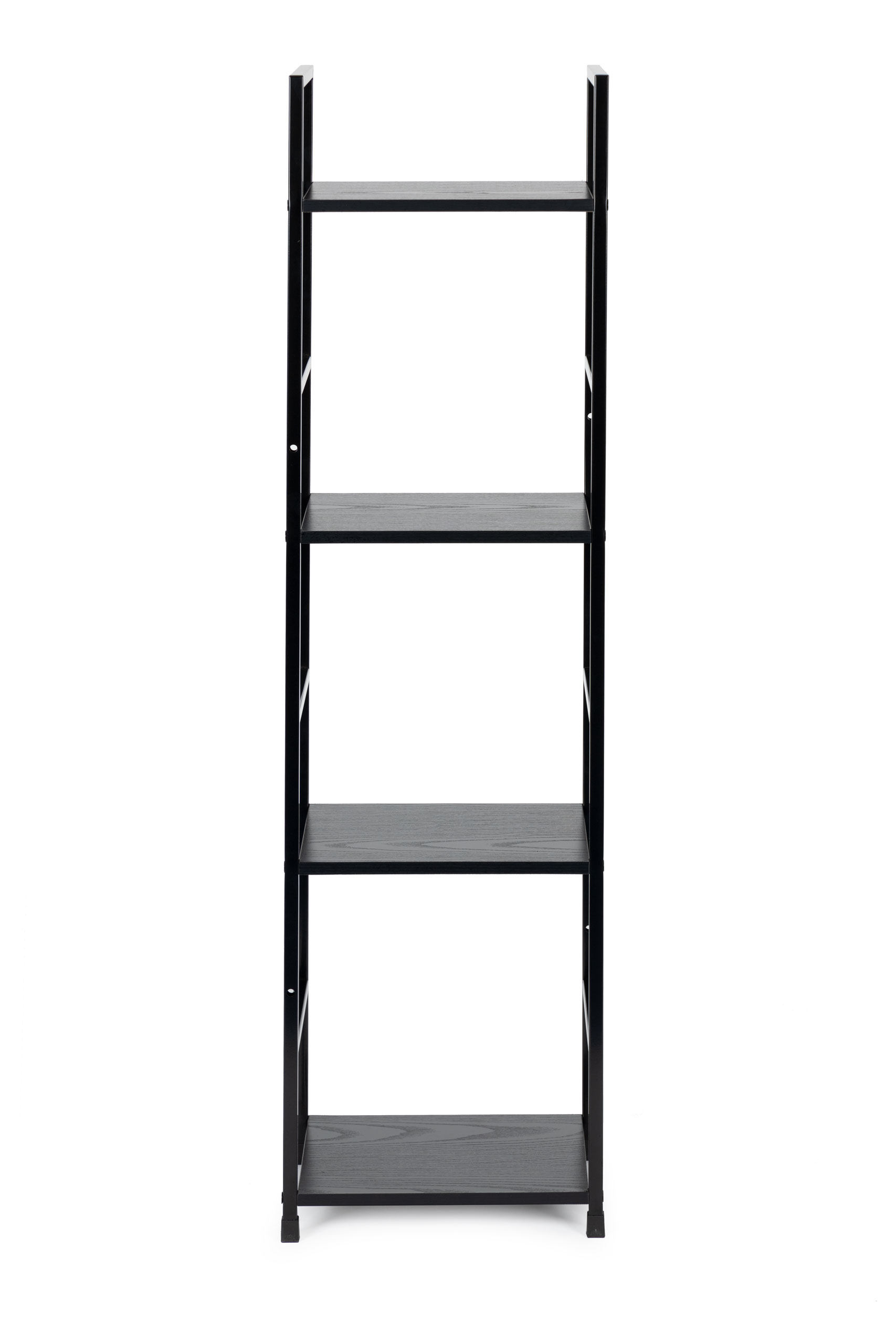 Moderni medinė lentyna, metaliniu rėmu loft, juoda