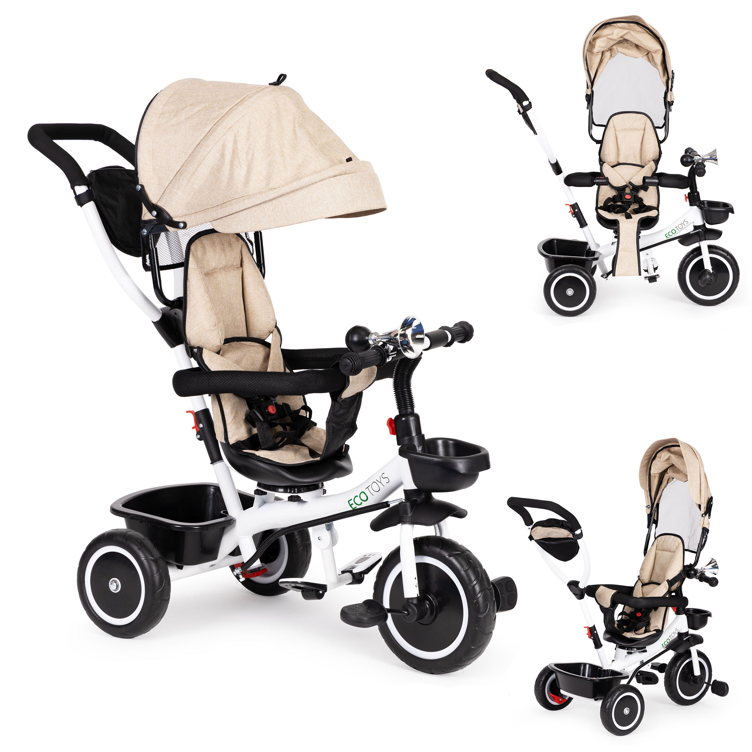 Triratukas ecotoys, smėlio spalvos