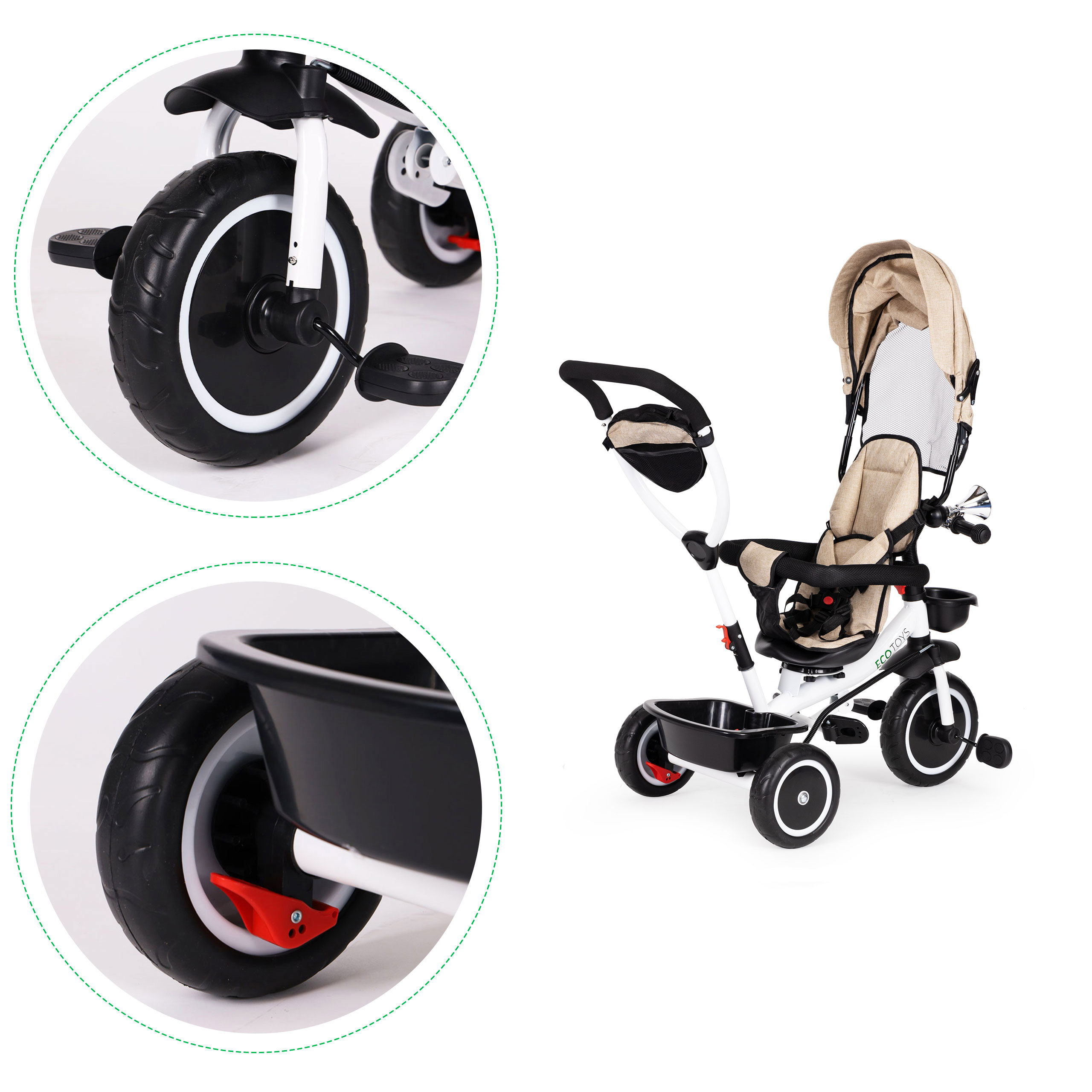 Triratukas ecotoys, smėlio spalvos