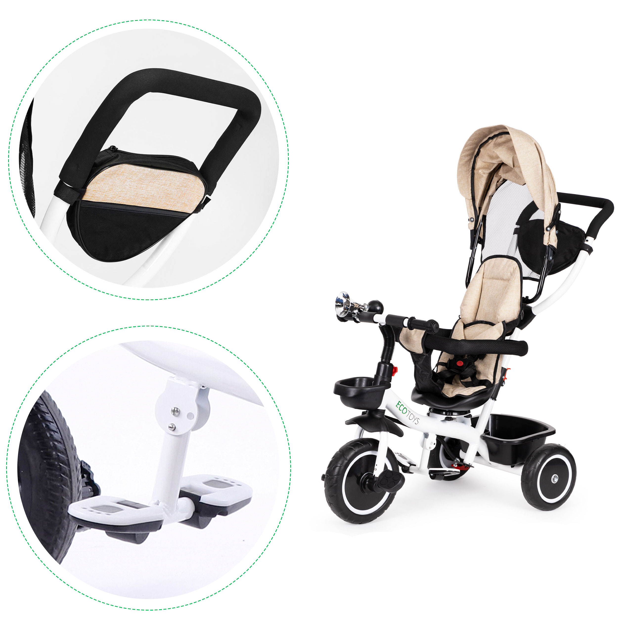 Triratukas ecotoys, smėlio spalvos