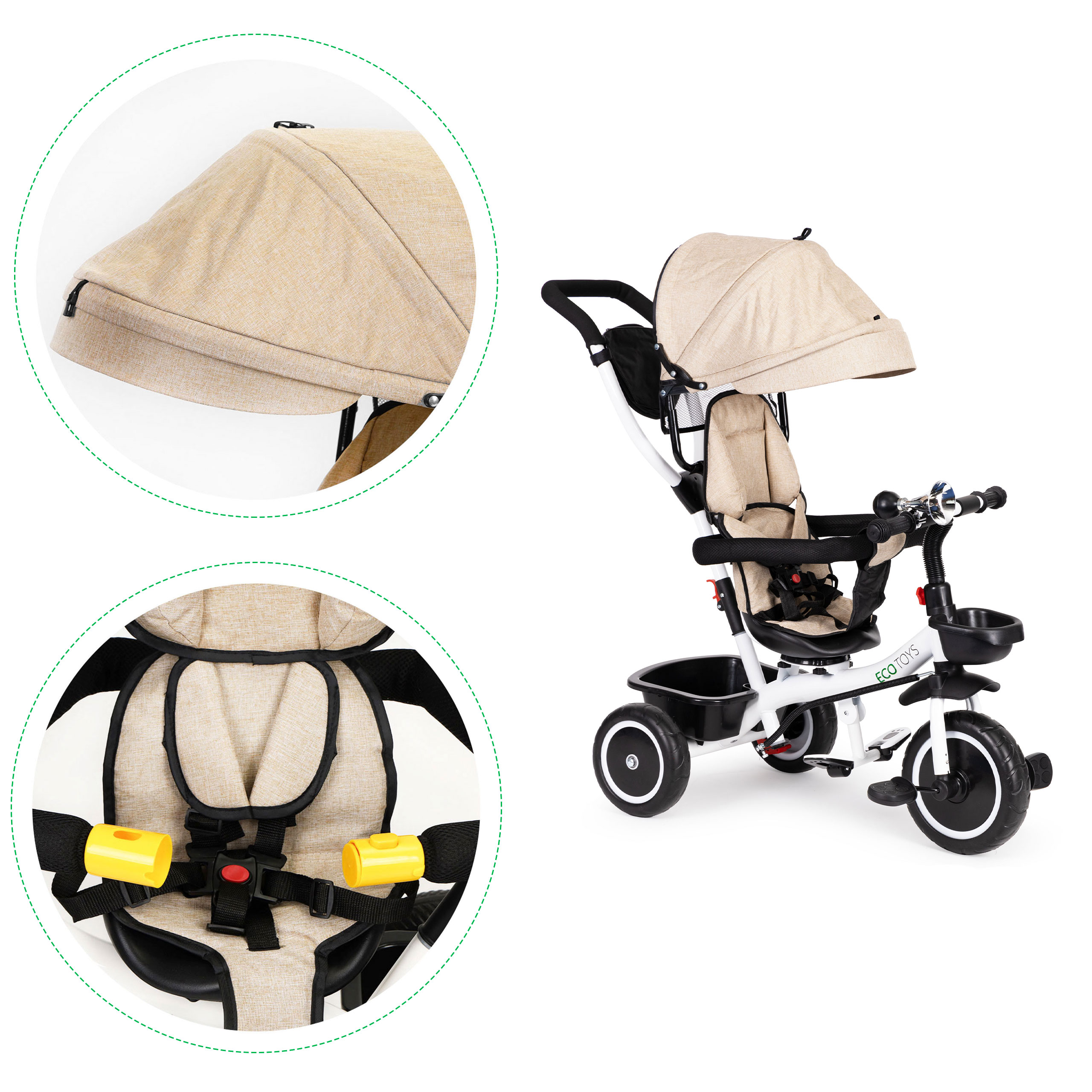Triratukas ecotoys, smėlio spalvos