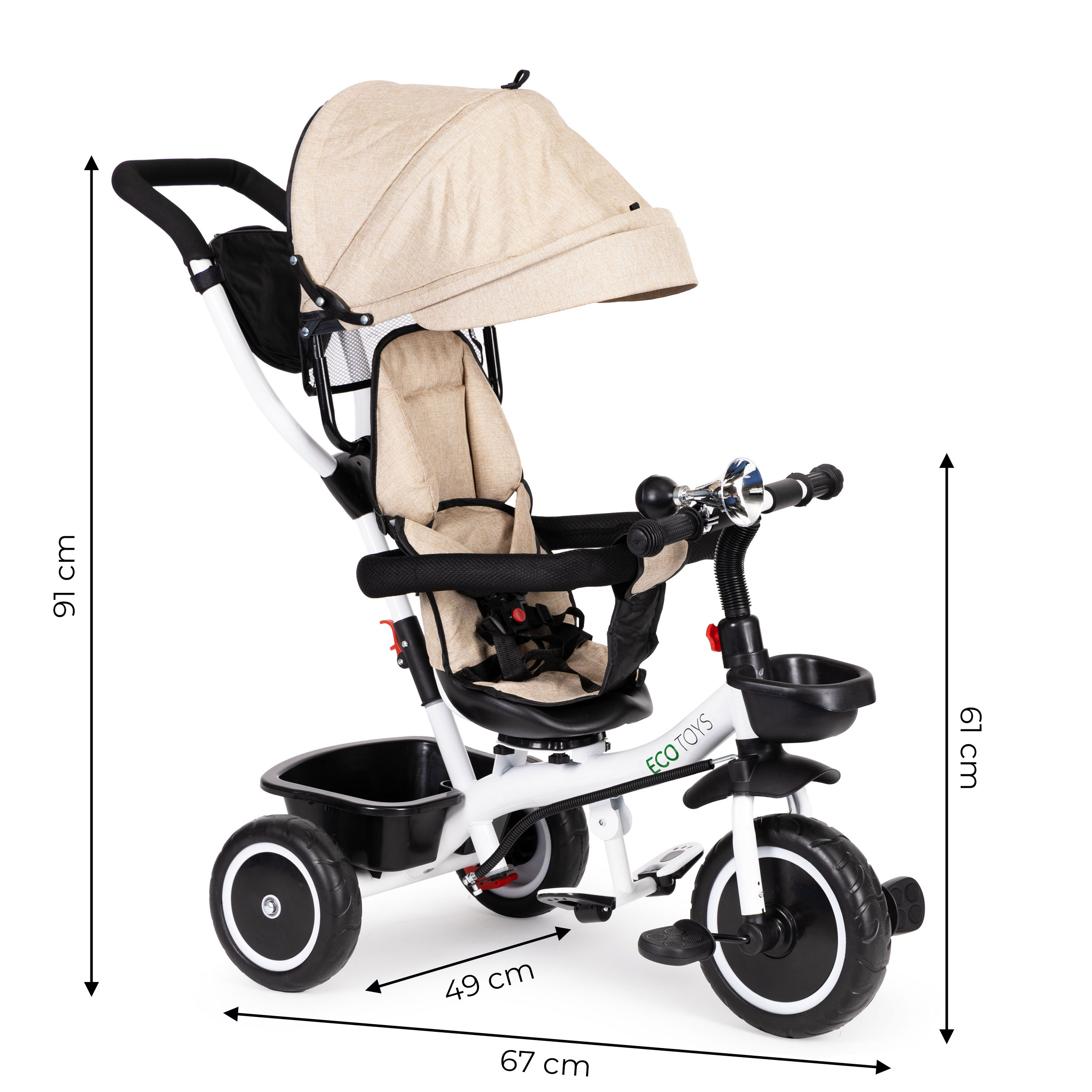Triratukas ecotoys, smėlio spalvos