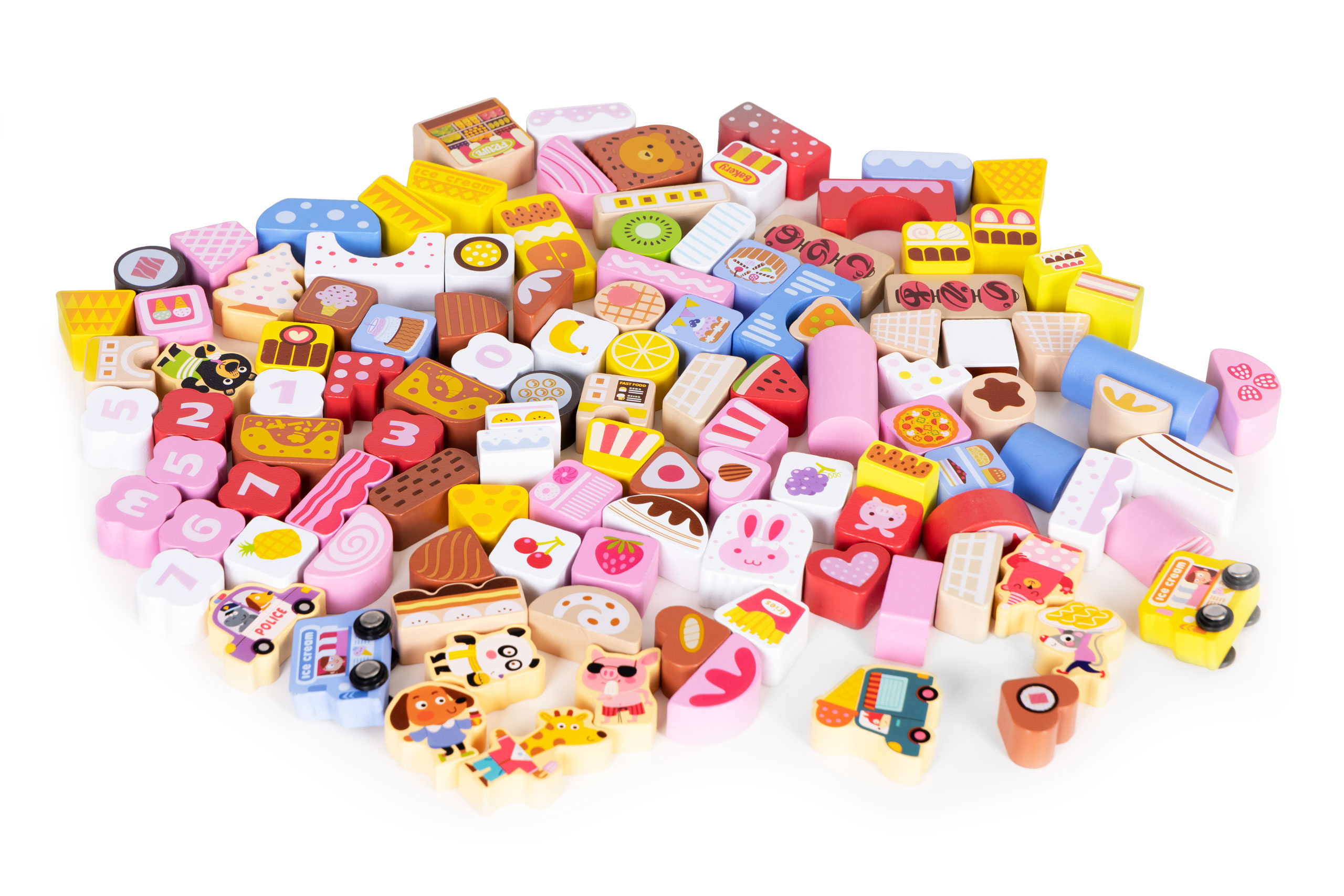 Mokomasis medinių kaladėlių rinkinys ecotoys, 116 d.