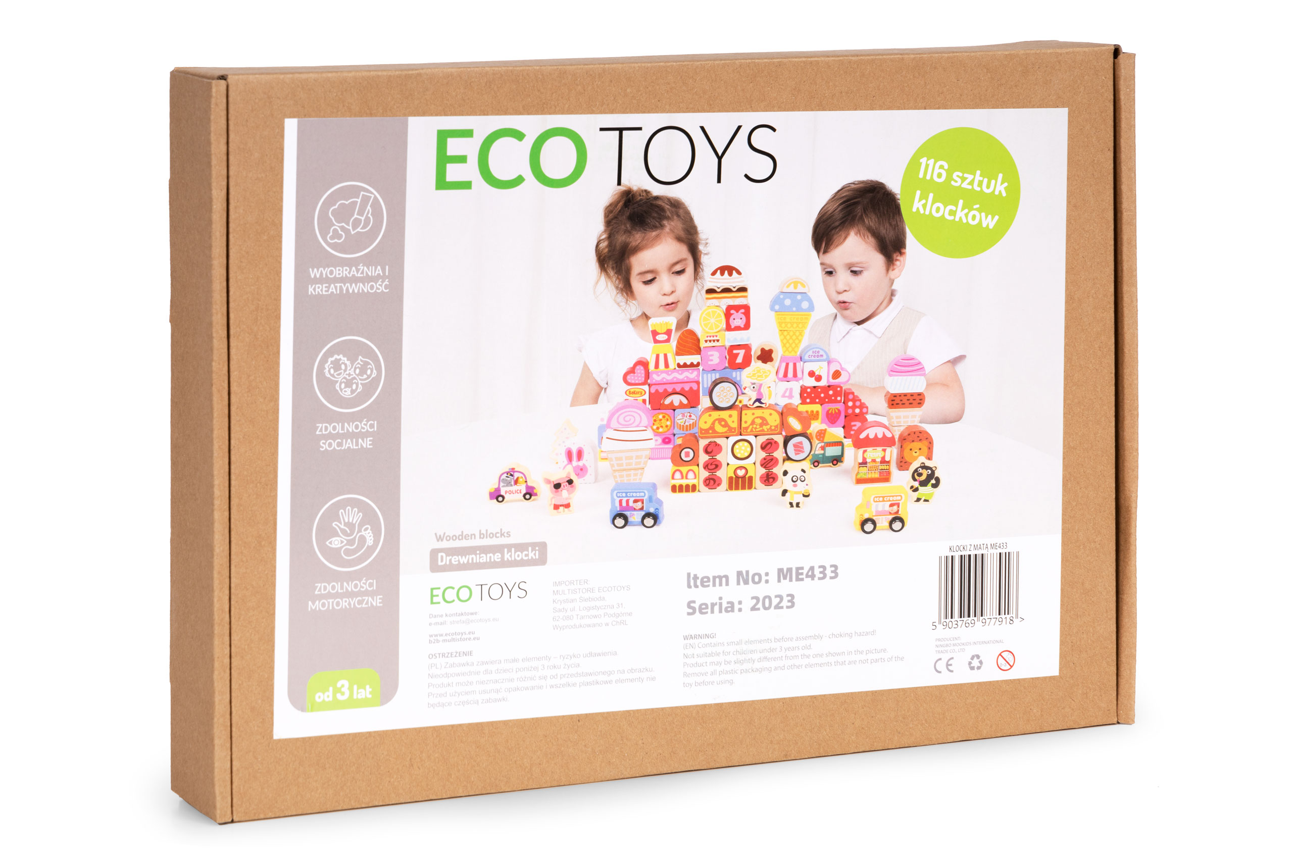 Mokomasis medinių kaladėlių rinkinys ecotoys, 116 d.