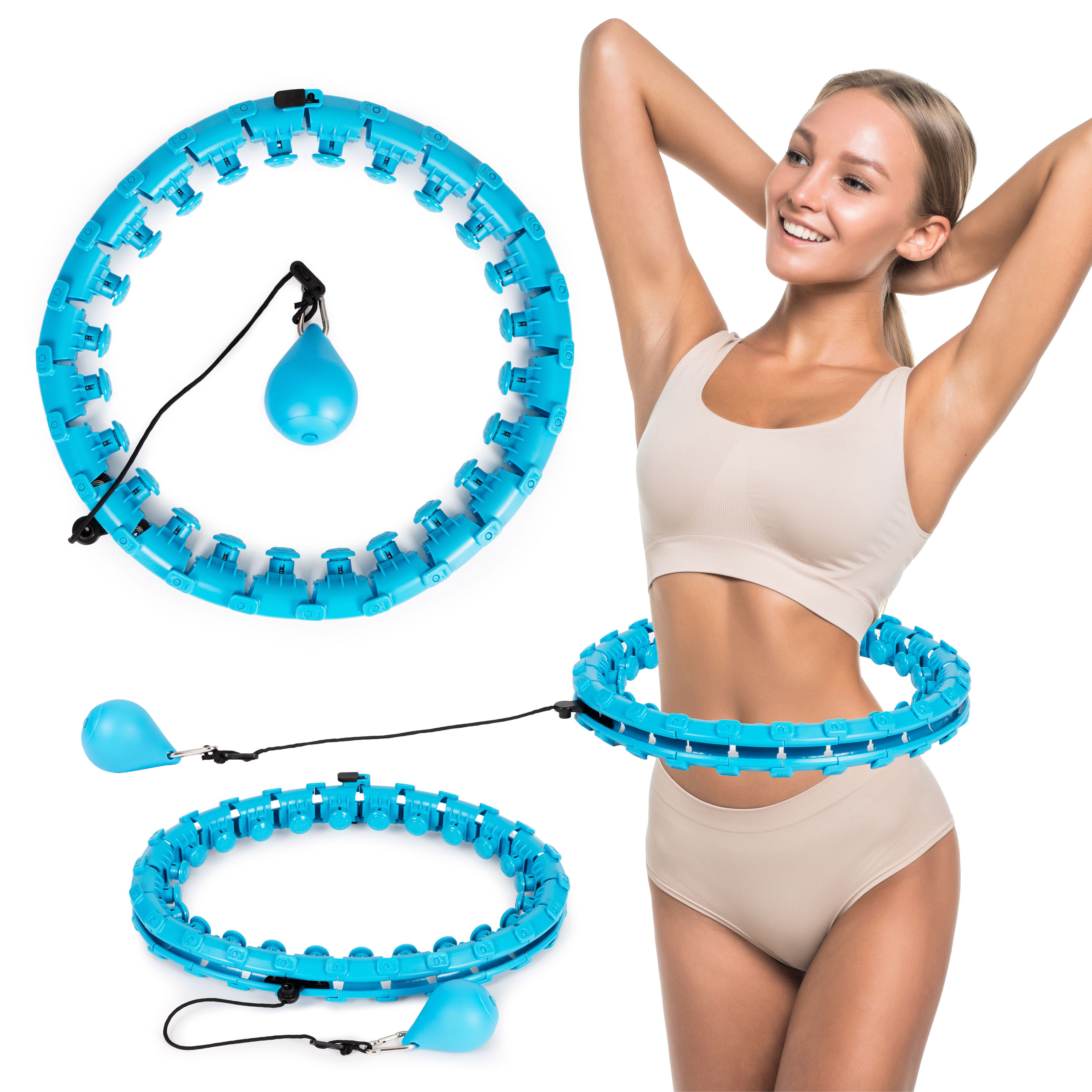 Svarmenų pratimų rinkinys hula hop, mėlynas