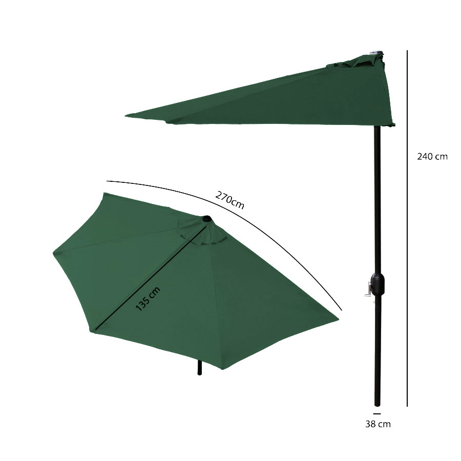 Pusinis skėtis 2.7 m green