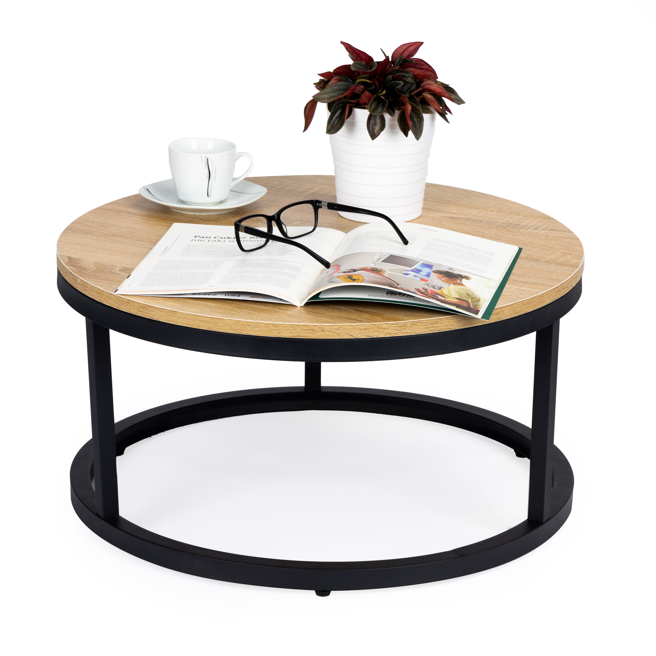 Kavos staliukas modern home, 60 cm, juodas/rudas