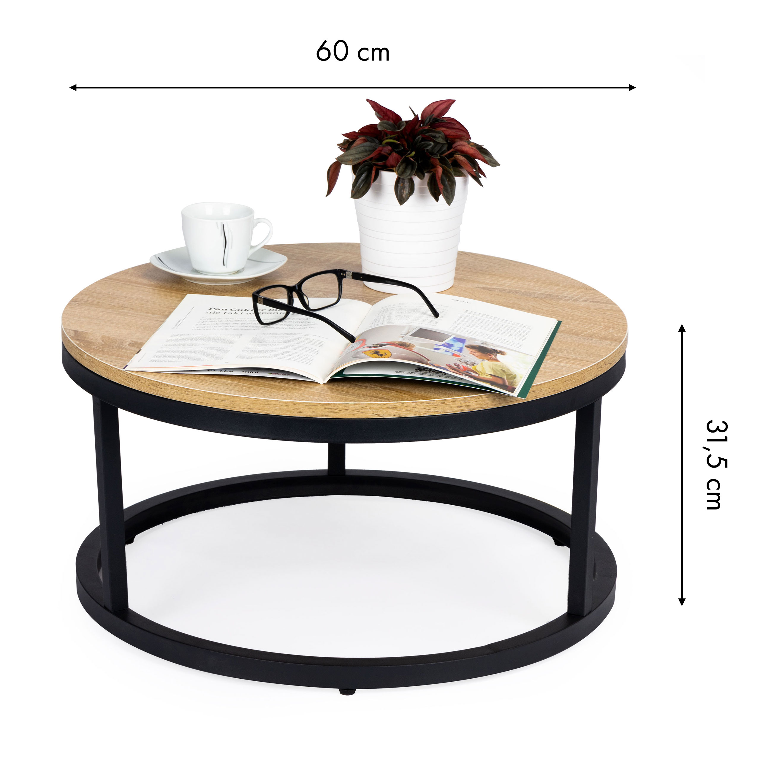 Kavos staliukas modern home, 60 cm, juodas/rudas