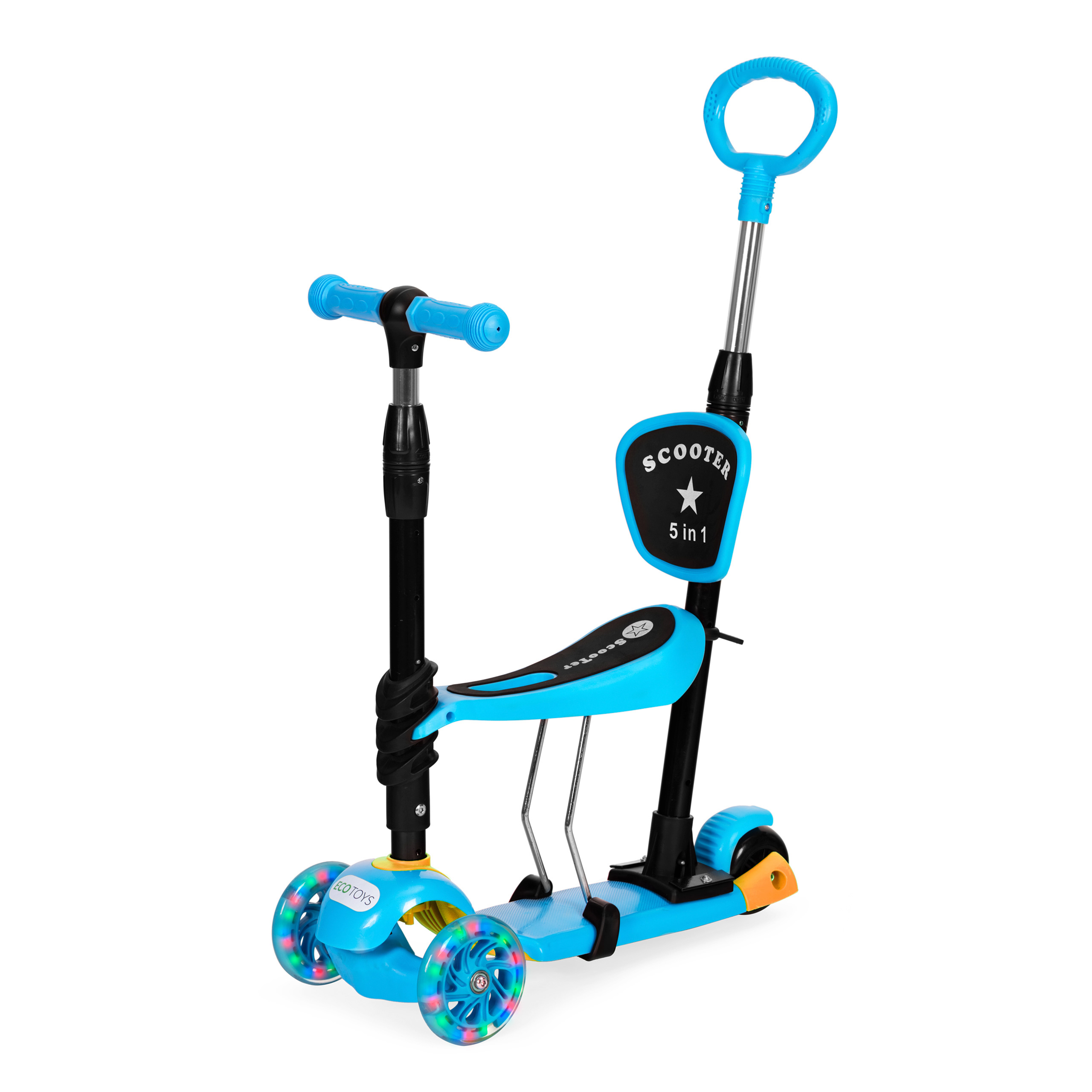 Triratis paspirtukas ecotoys 5in1, mėlynas