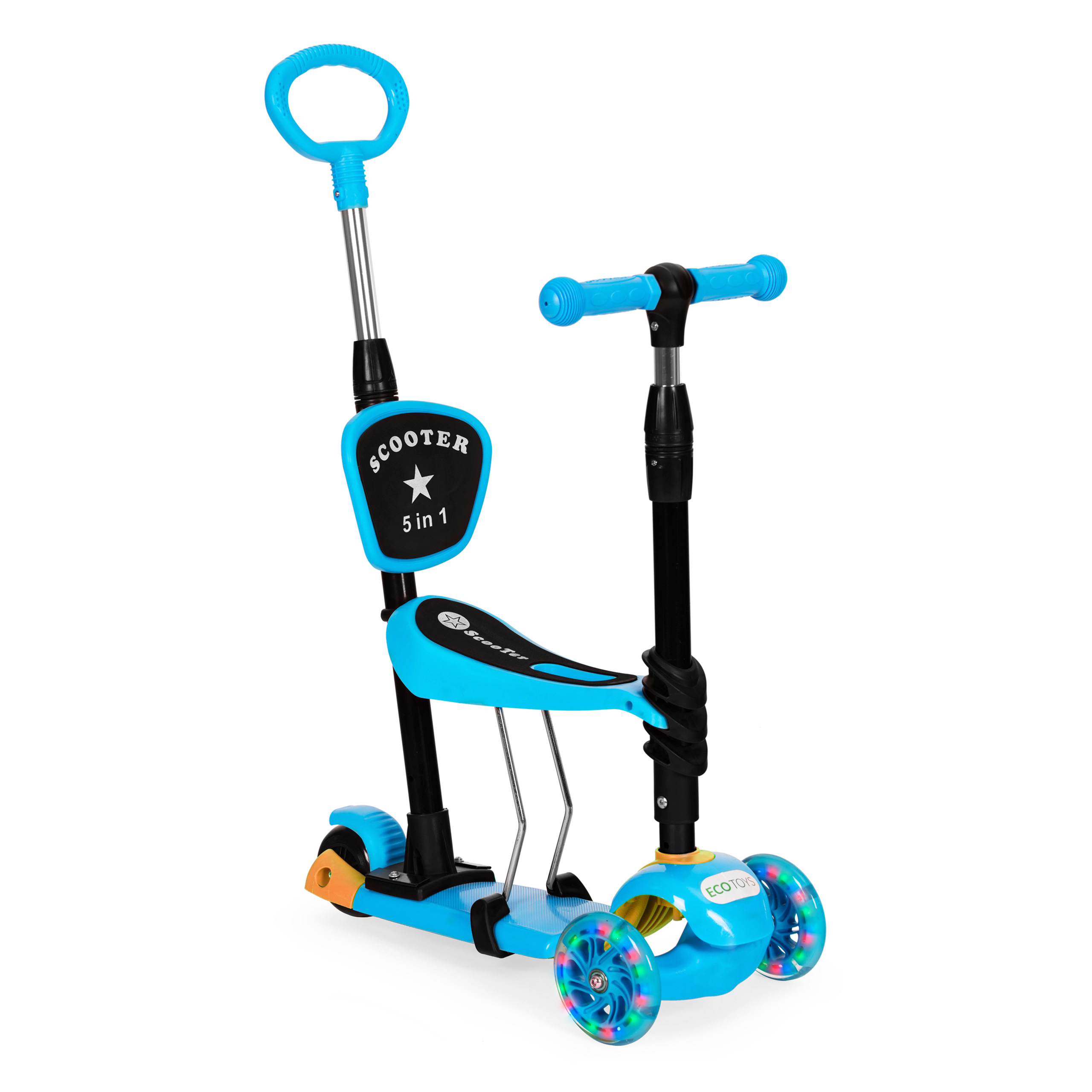 Triratis paspirtukas ecotoys 5in1, mėlynas