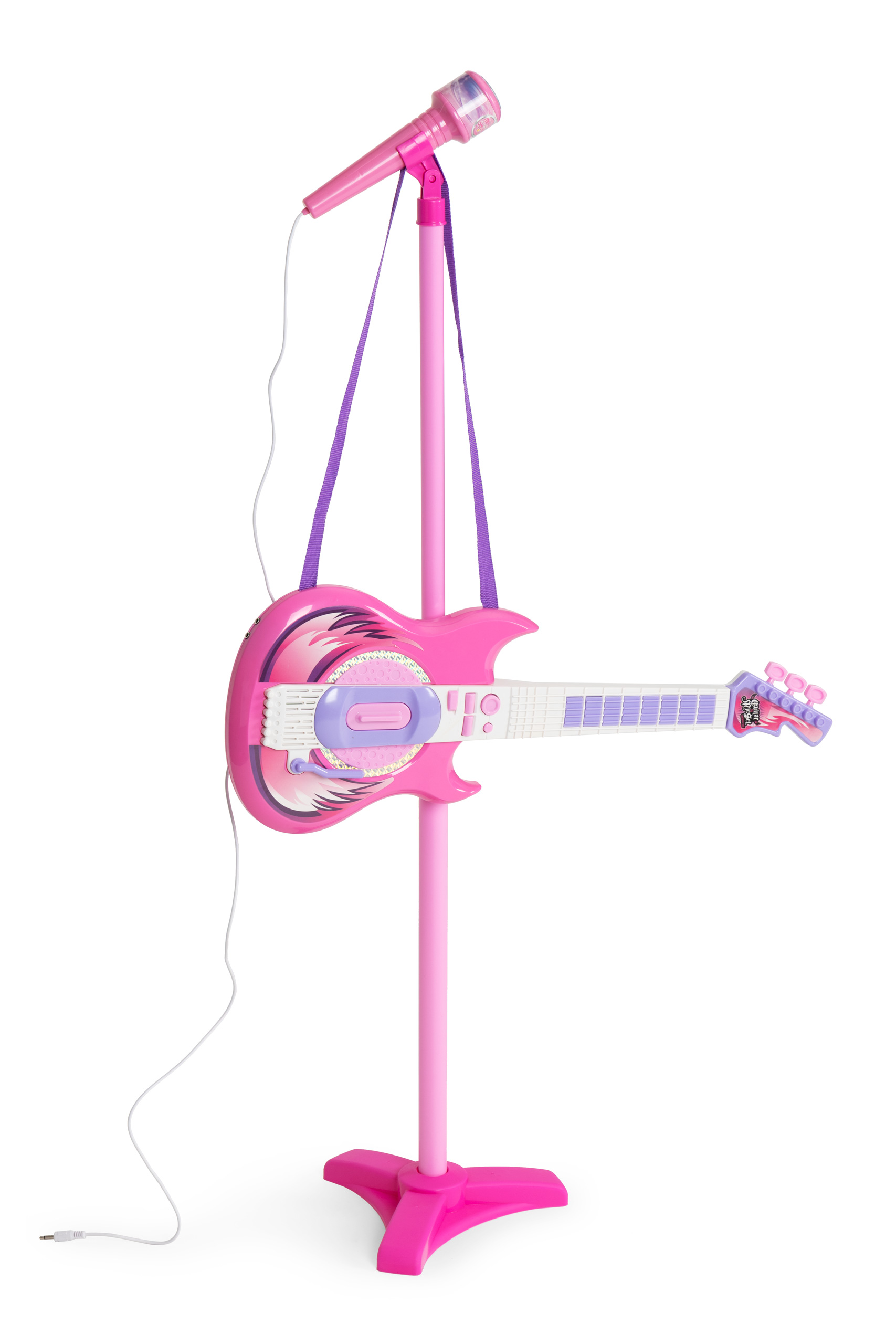 Elektrinė gitara su mikrofonu ir stovu vaikams