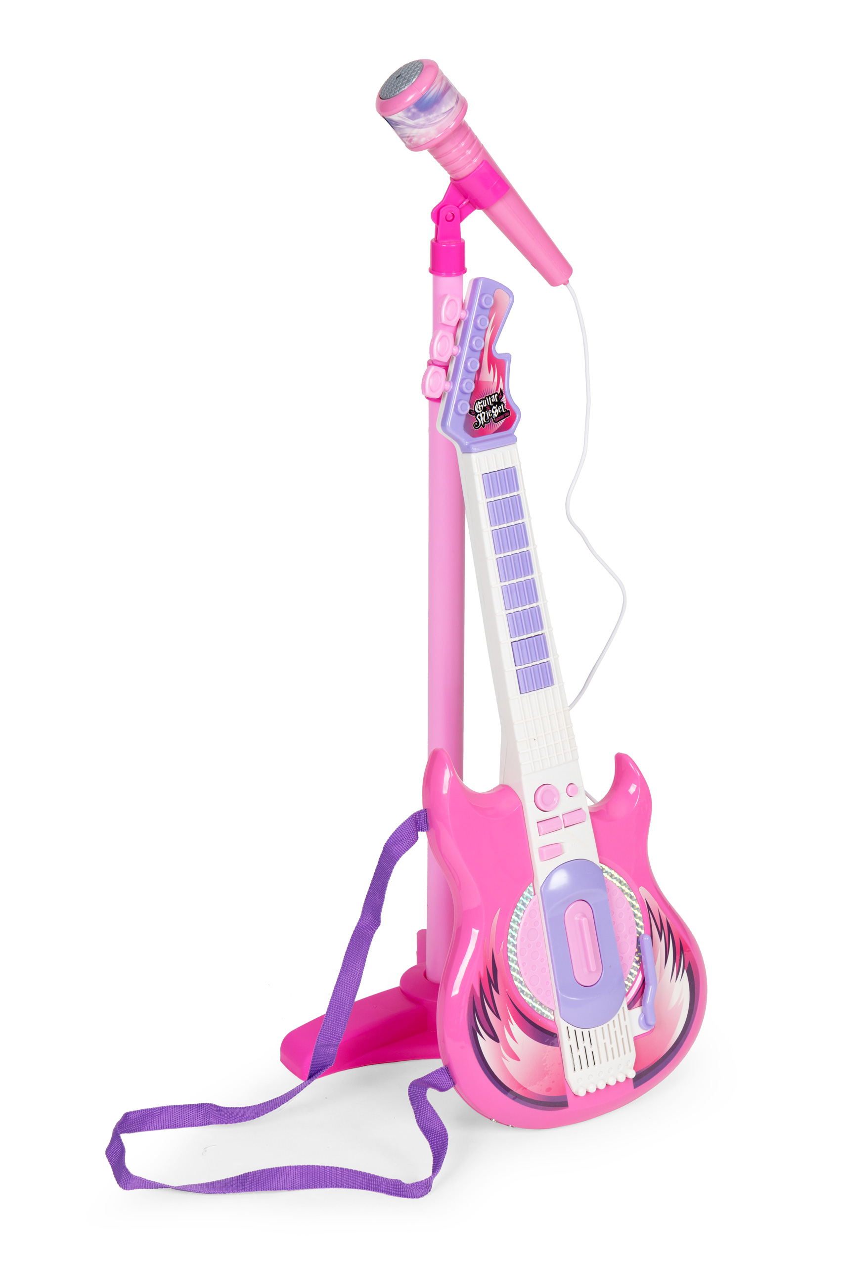 Elektrinė gitara su mikrofonu ir stovu vaikams