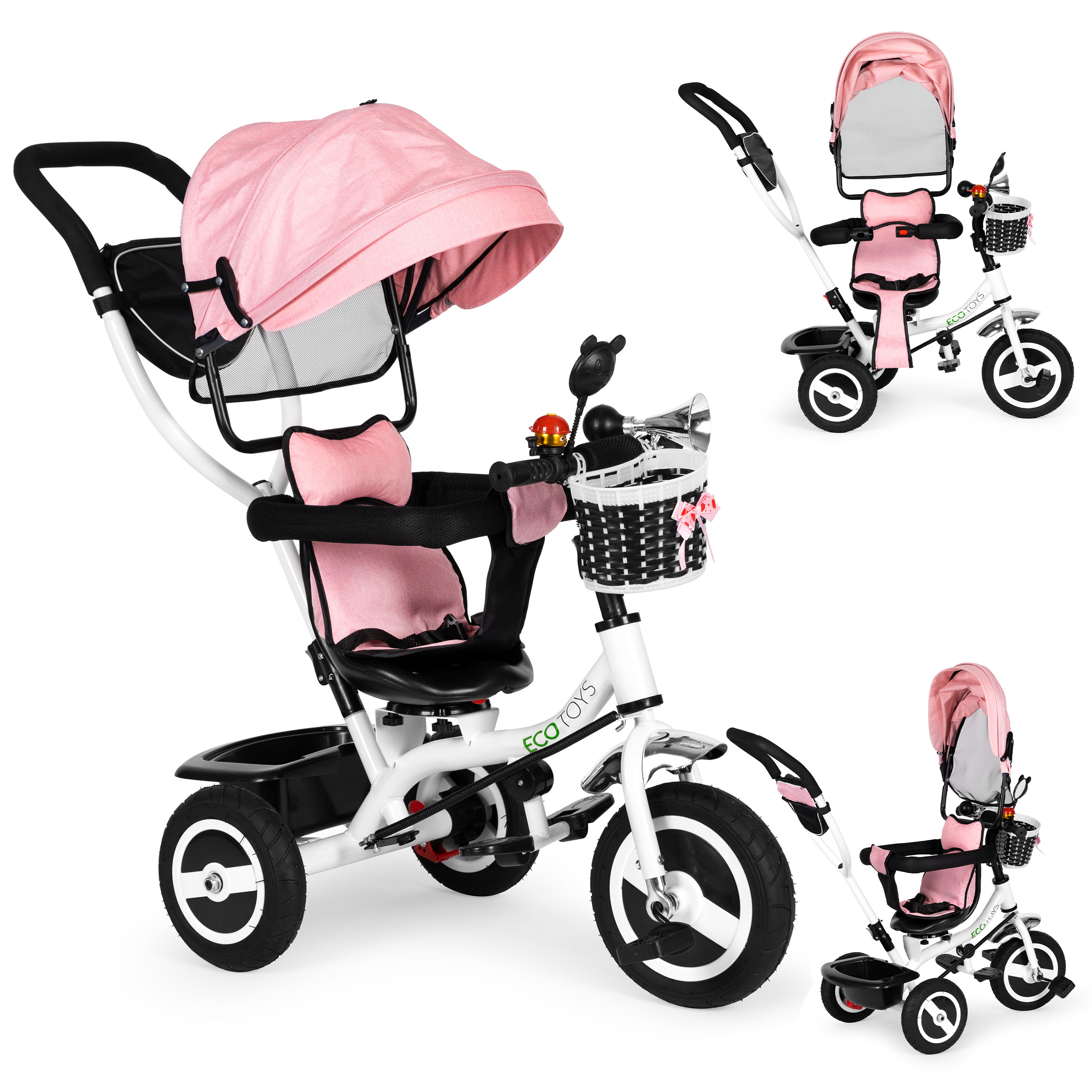Rotacinis triratukas ecotoys, rožinis
