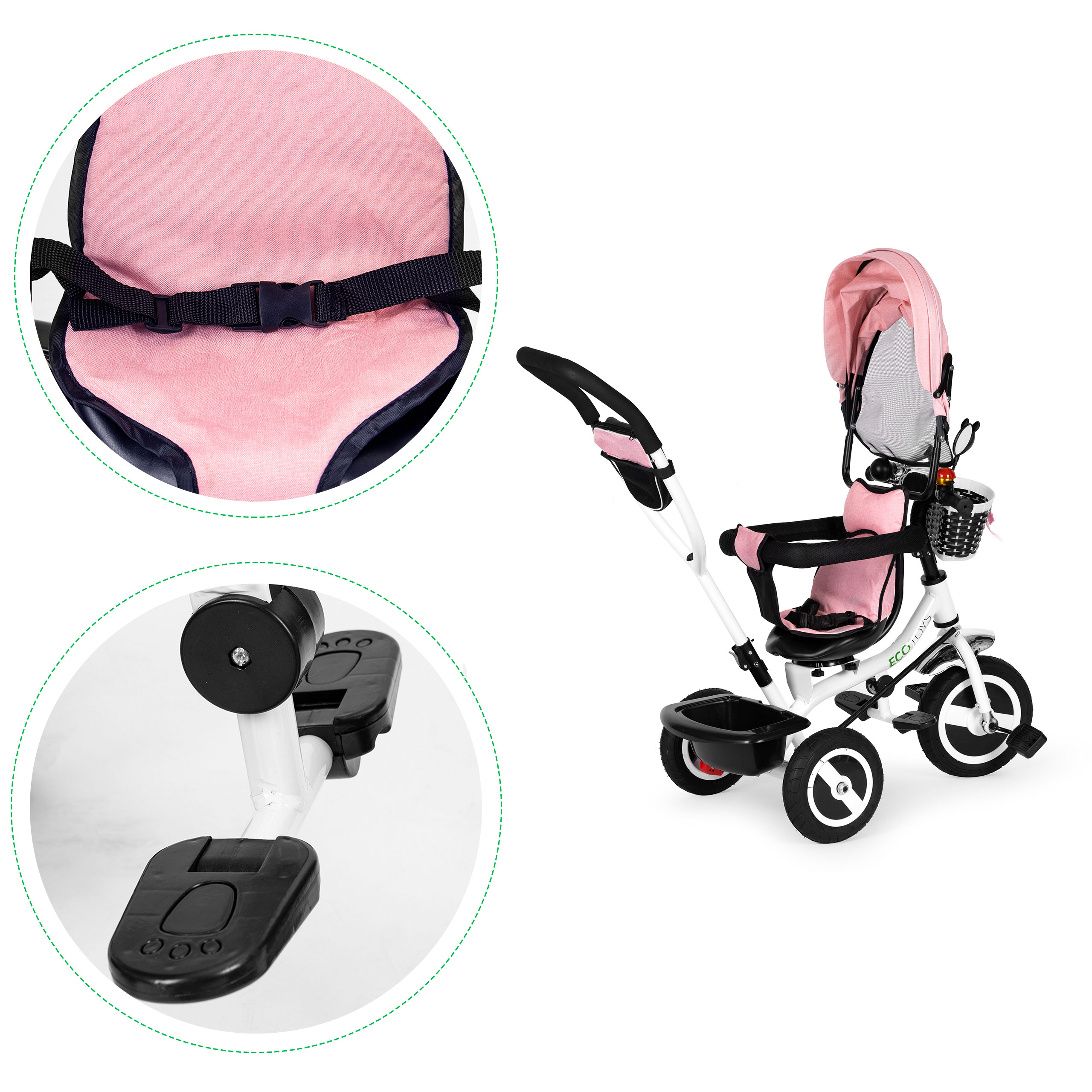 Rotacinis triratukas ecotoys, rožinis