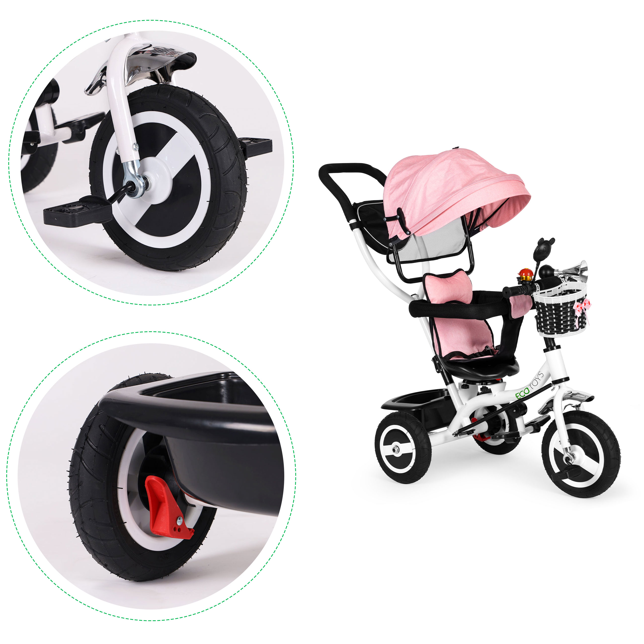 Rotacinis triratukas ecotoys, rožinis