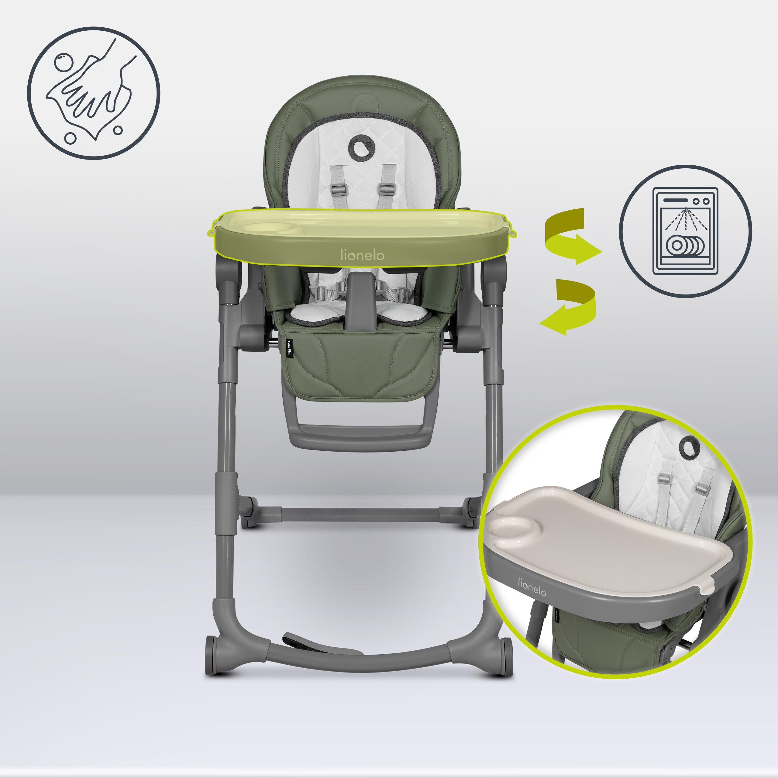 Maitinimo kėdutė lionelo cora plus, green olive